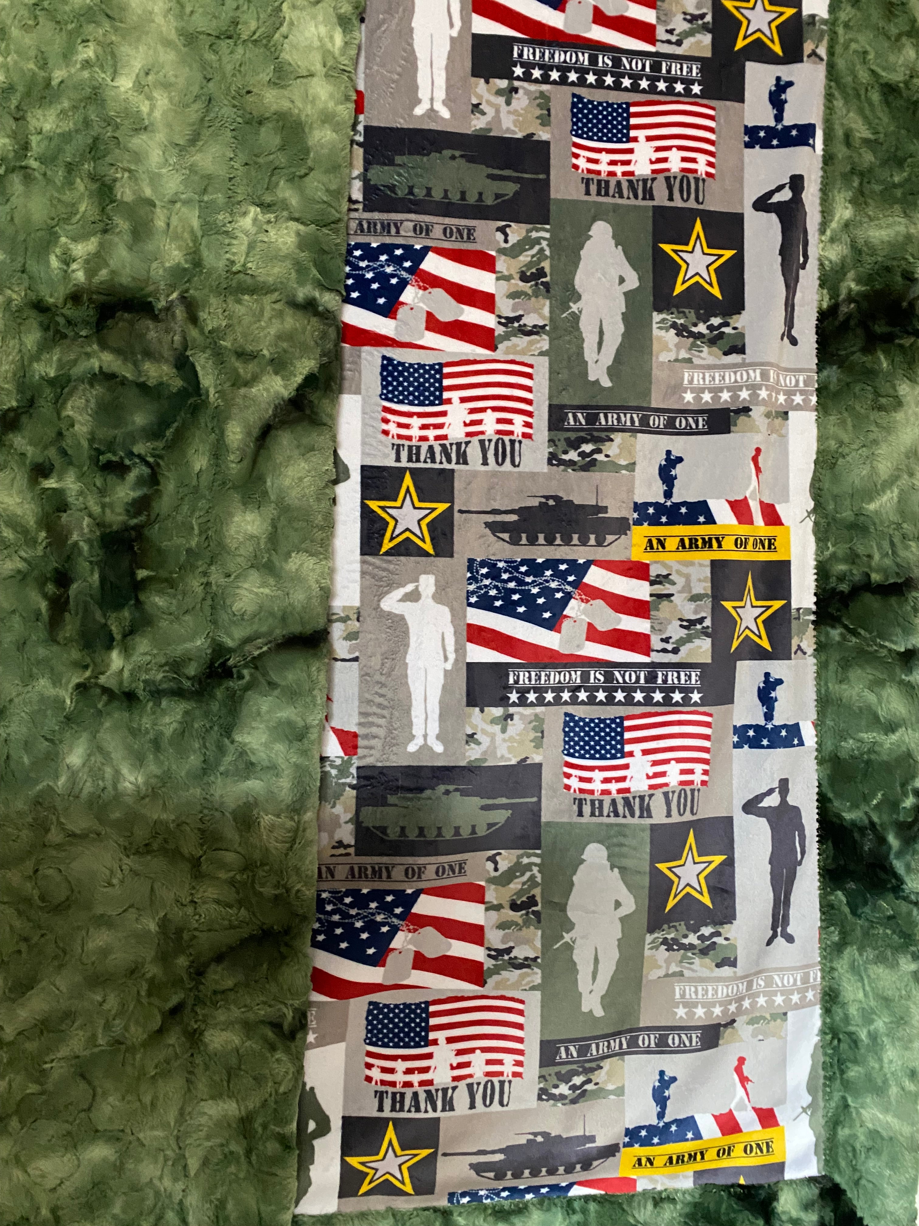 Army Green Camo Galaxy Minky Blanket for Adults - Large 56x74 - Soft Military Themed Blanket for Camping, Bedroom & Outdoor Adventures