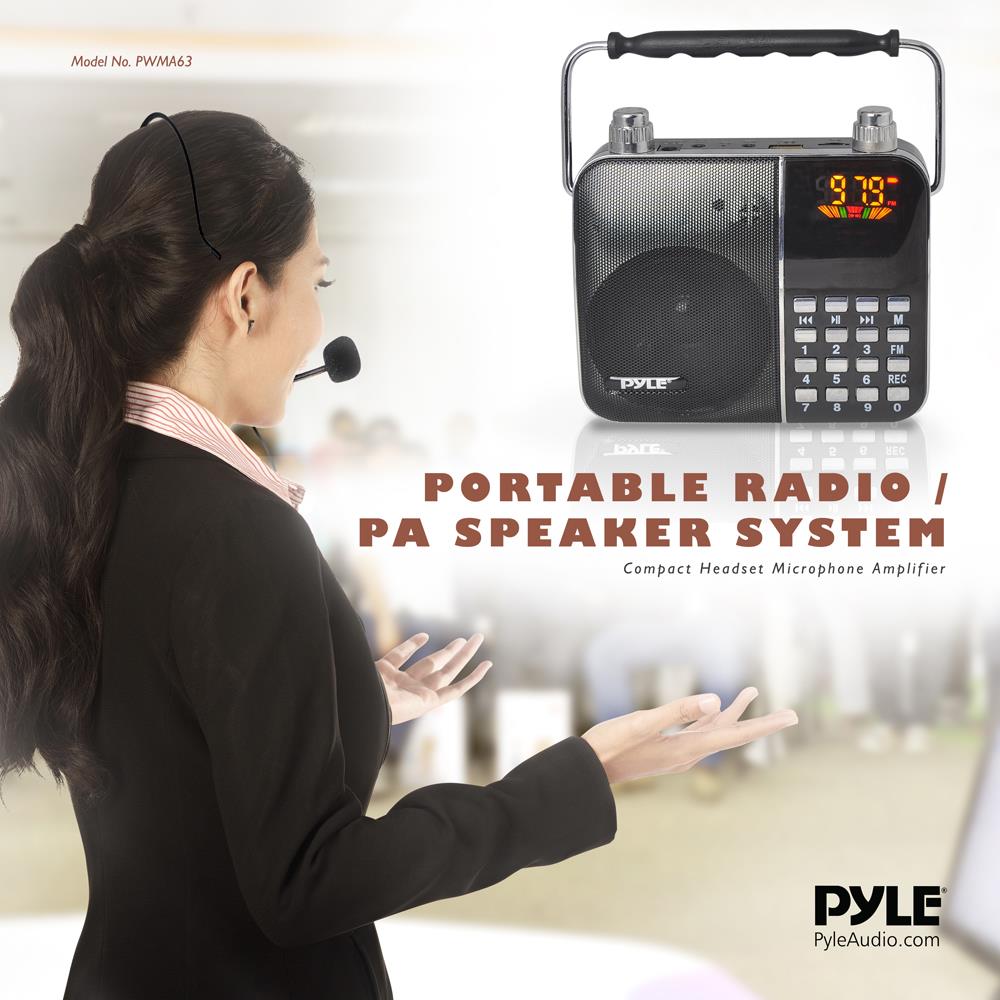 Portable Radio & PA Speaker System - Wireless Bluetooth Speaker with FM Radio, USB/SD/AUX Input - Perfect for Outdoor Events, Parties, and Public Announcements