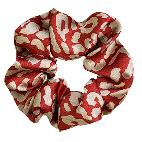 6 Pack Women's Leopard Print Hair Scrunchies - Soft Chiffon Ponytail Holders, Elastic Hair Ties for Women & Girls - Perfect for Workouts, Office, Parties & Everyday Use