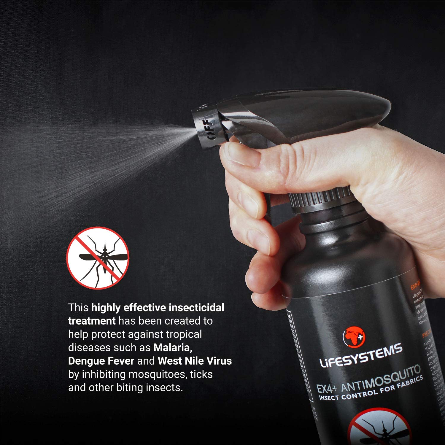 Lifesystems Ex4 Anti Mosquito Clothing & Outdoor Gear Treatment Spray - 350ml | Mosquito, Midge & Insect Repellent for Hiking, Camping & Travel Protection