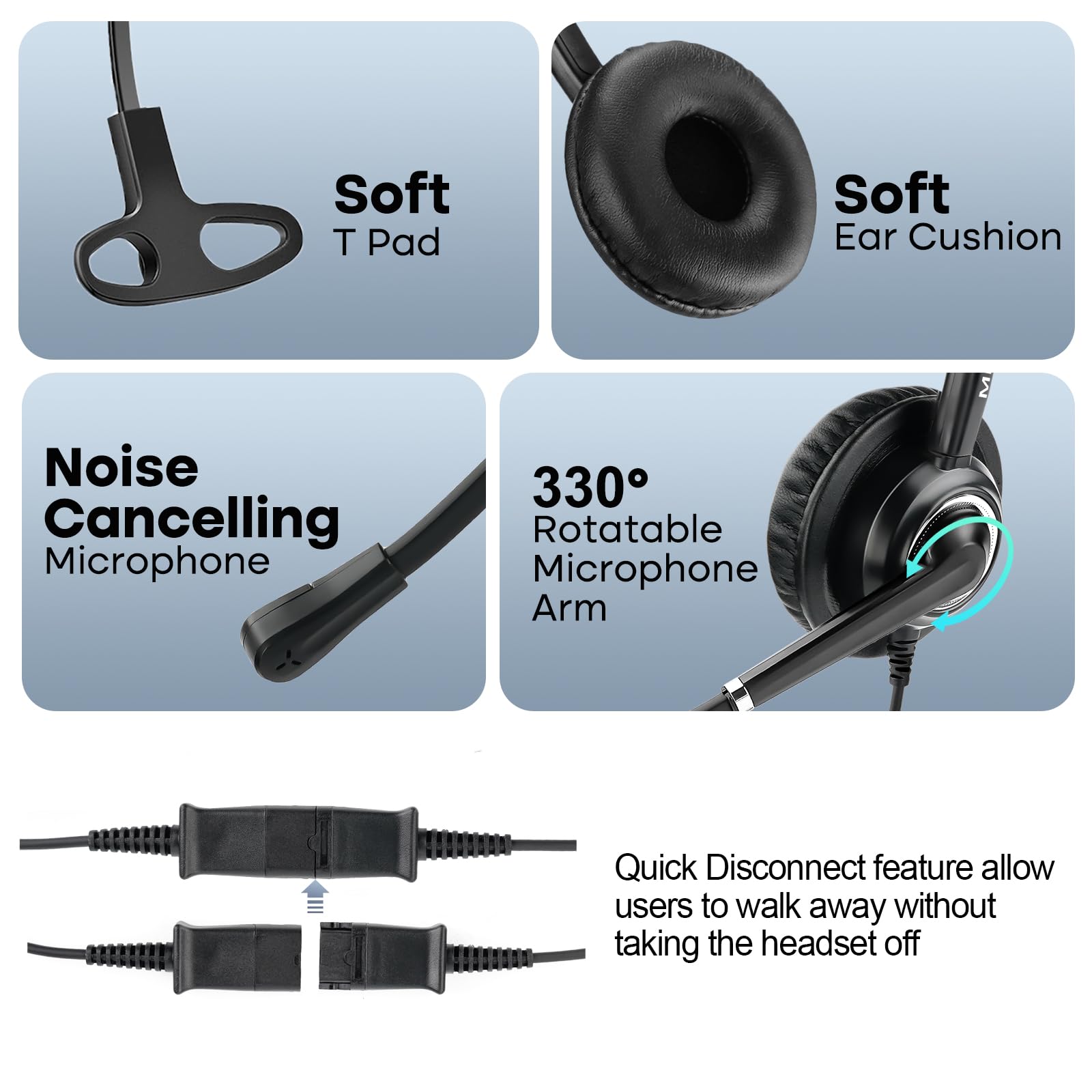 MKJ 3.5mm Wired Headset with Microphone - Noise Cancelling Headphones with Volume Control, Compatible with Smartphones & Computers - Perfect for Gaming, Online Meetings & Music Listening
