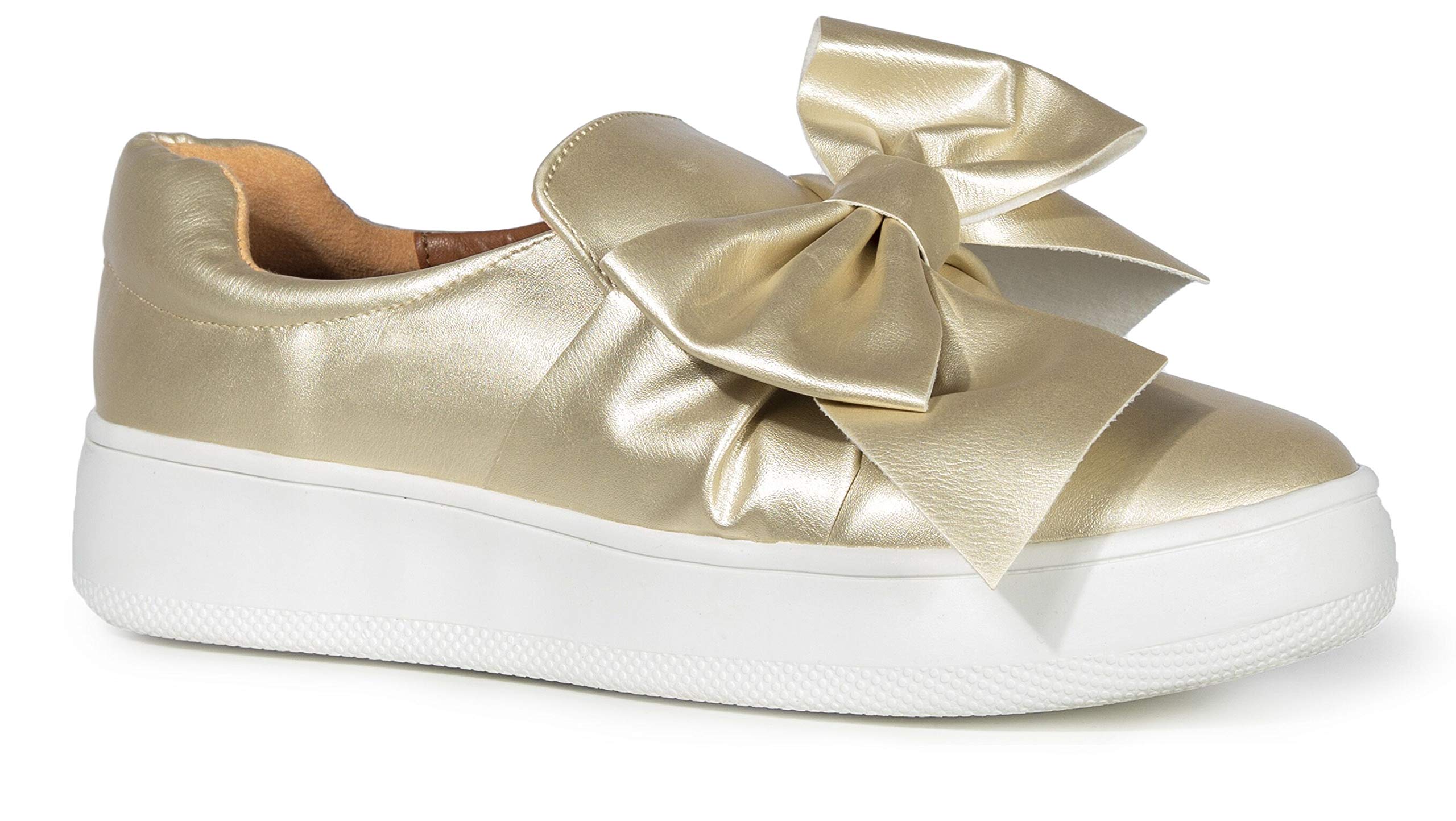 J. Adams Wally Platform Sneakers for Women - Comfortable Slip On Shoes with Bow | Trendy Casual & Work Shoes for Everyday Wear
