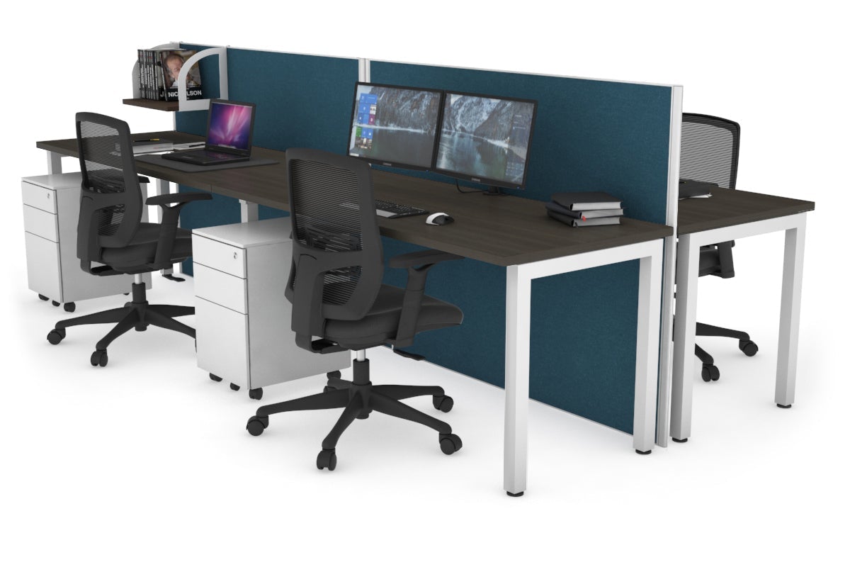 Horizon Quadro 4-Person Office Workstation Bench with Square Legs - 1800L x 700W Dimensions - Perfect for Conference Rooms, Coworking Spaces & Office Workstations