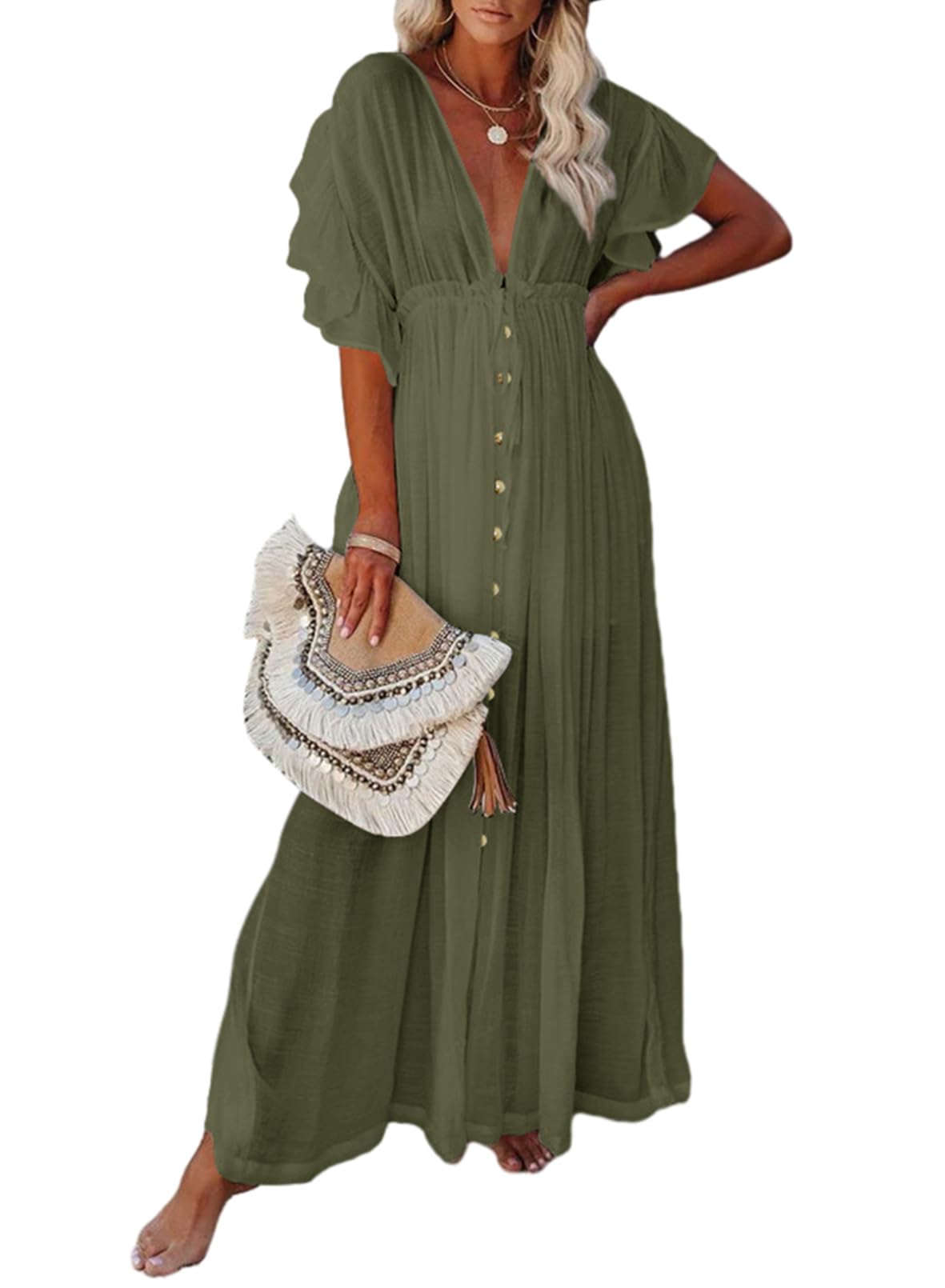 Dokotoo Women's Summer Beach Cover Up Dress - Boho Flowy Maxi Dress for Vacation, Poolside, and Casual Outings | 2024 Trendy Fashion
