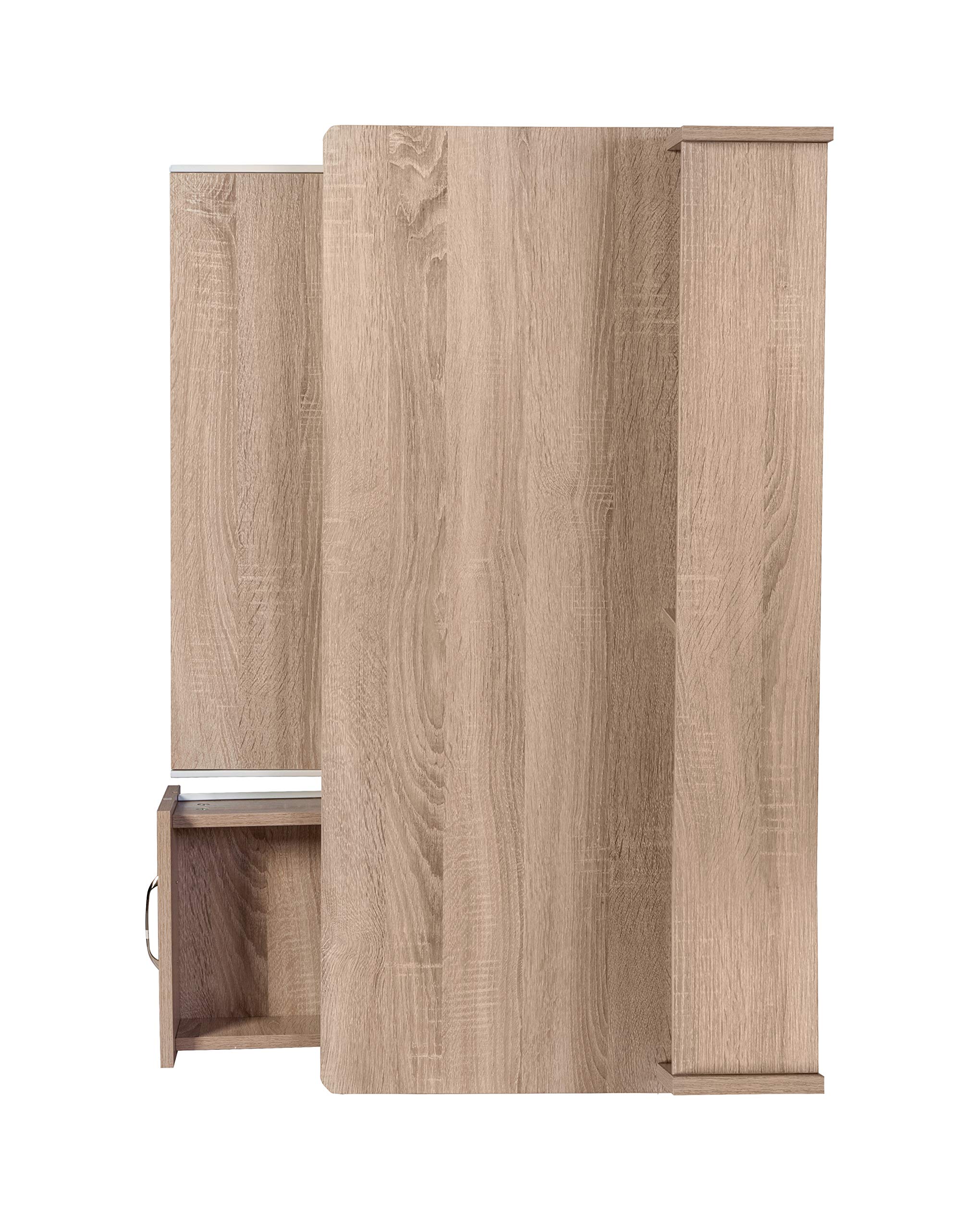OneSpace Essential Computer Desk with Hutch and Pull-Out Keyboard - Light Oak Finish for Home Office, Study & Small Spaces