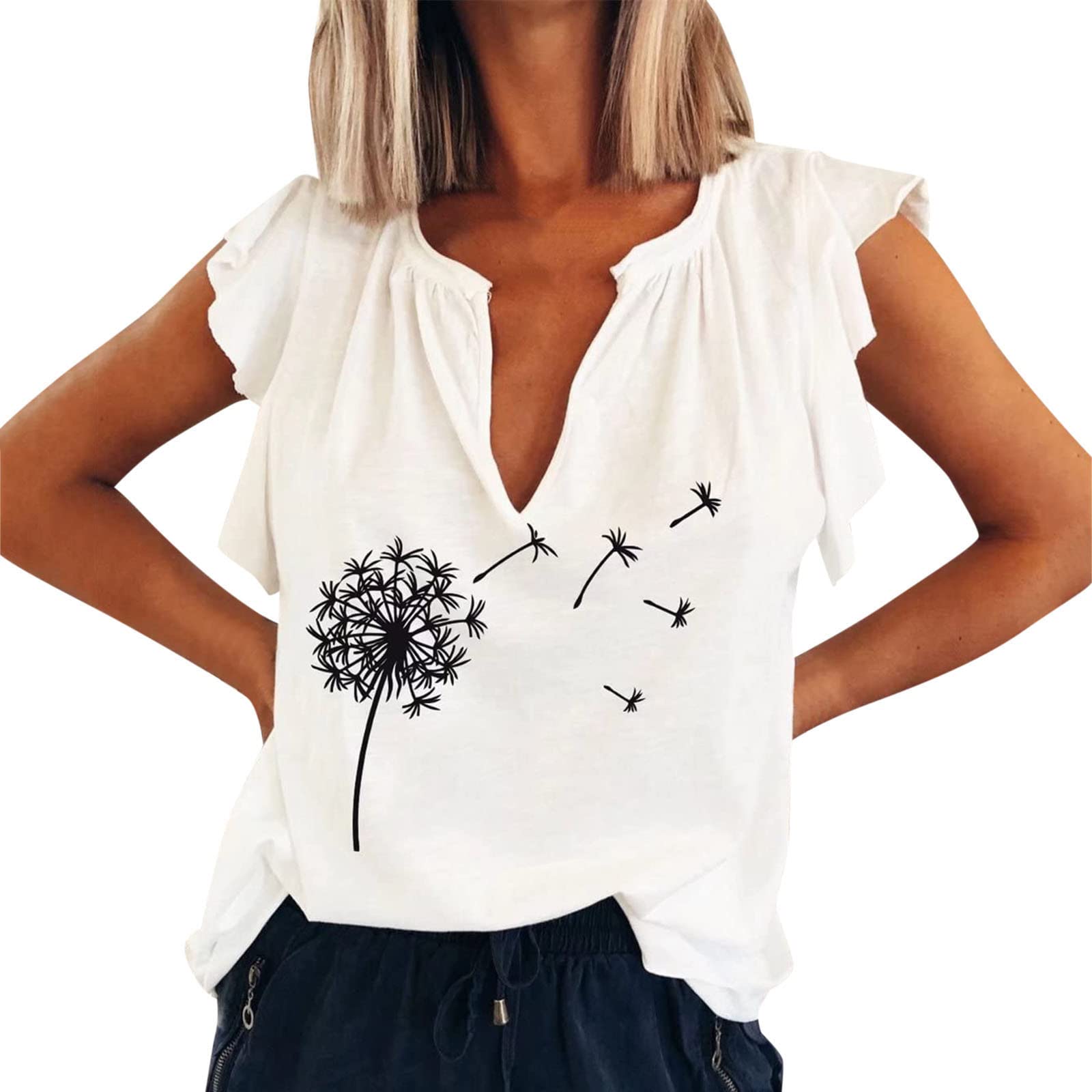 Women's Floral Casual Short Sleeve T-Shirts & Tank Tops - Summer Graphic Tees & Blouses for Women, Loose Fit Comfort - Perfect for Beach Outings, Casual Wear, and Summer Vacations