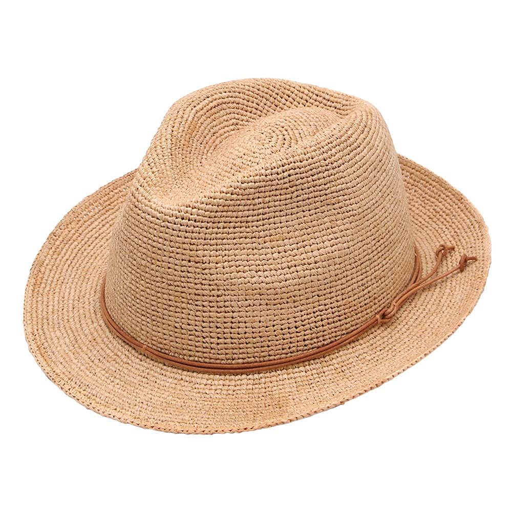 Unisex 100% Raffia Straw Hat - UV Protection Panama Fedora with Curl Brim for Men & Women | Hand-Woven Sun Hat for Beach, Outdoor, and Summer Fashion | Stylish Trilby Cap for Travel, Vacation, and Casual Wear