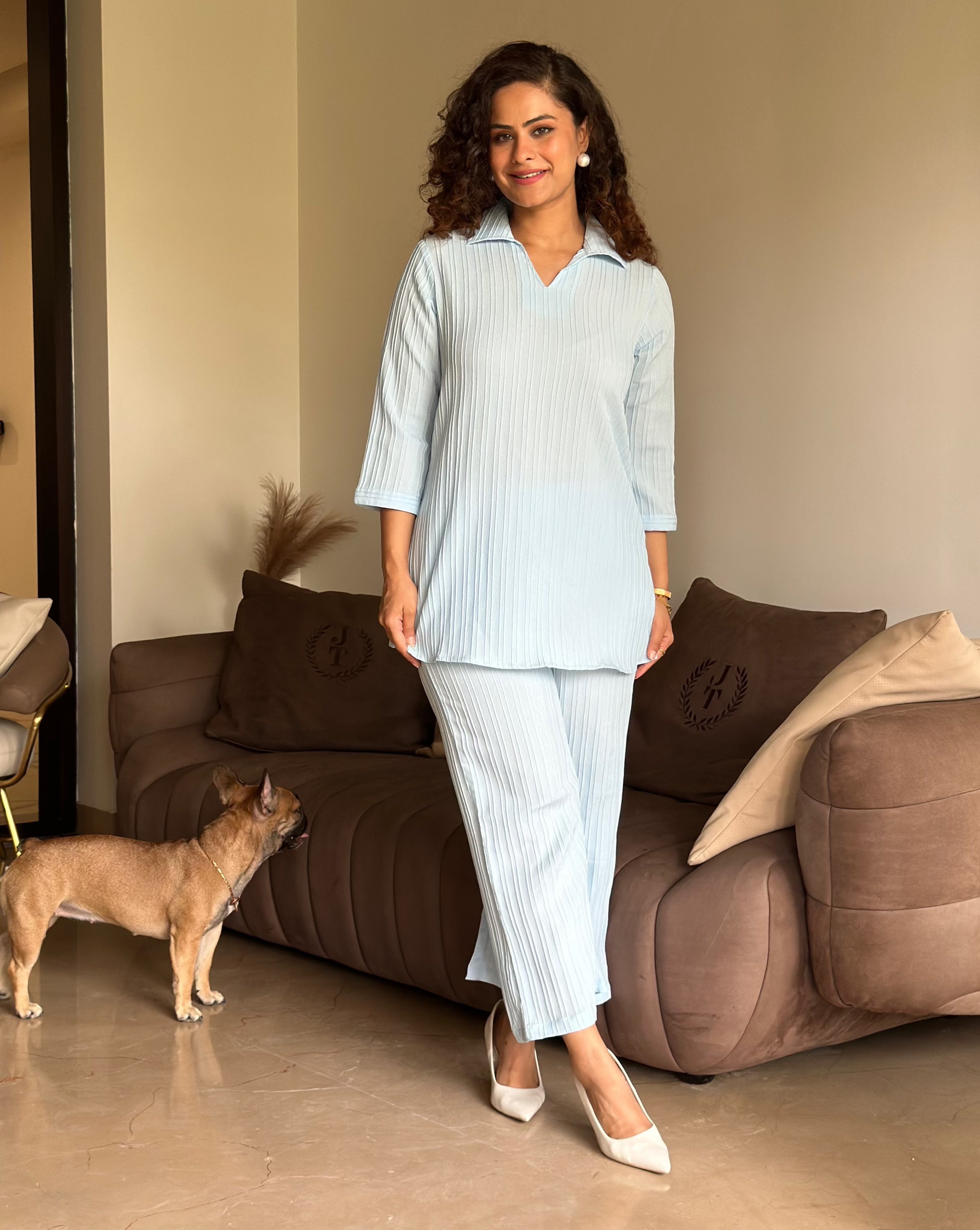 Stylish Coffee Break Cool Coord Set - Trendy Matching Outfit for Women | Perfect for Casual Wear, Office, and Coffee Dates