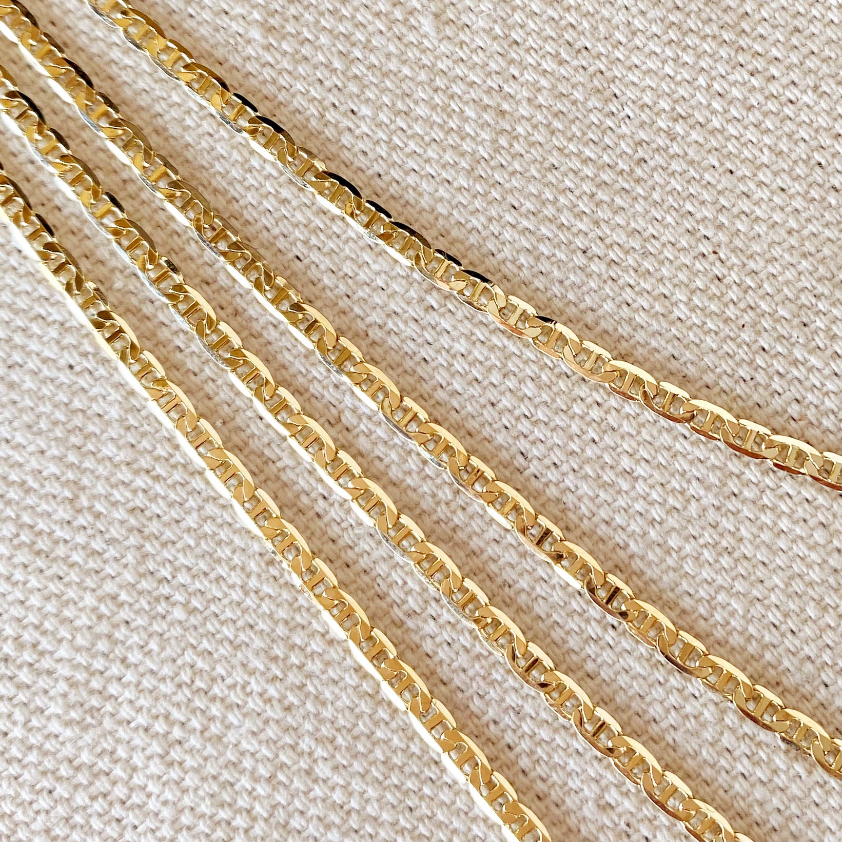 18K Gold Filled 2mm Flat Mariner Chain Necklace for Women - Dainty Layering Jewelry, Gift for Her, Everyday Wear & Special Occasions