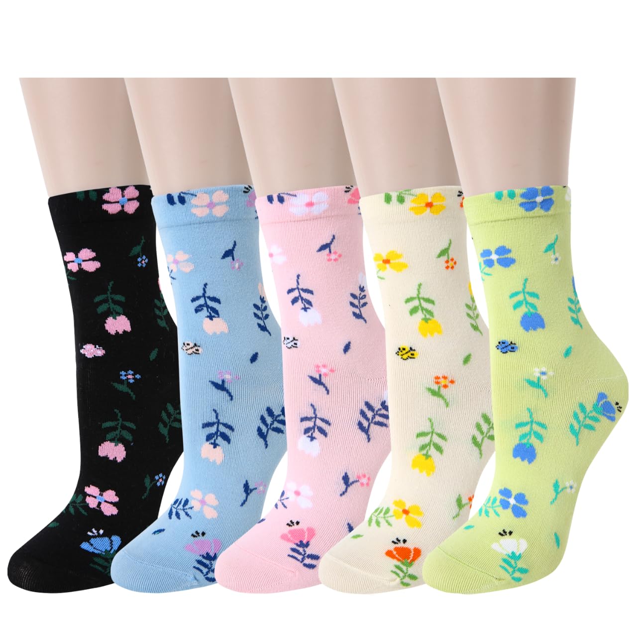 Funny Animal Crew Socks for Women - Cute Floral Cotton Socks for Daily Wear