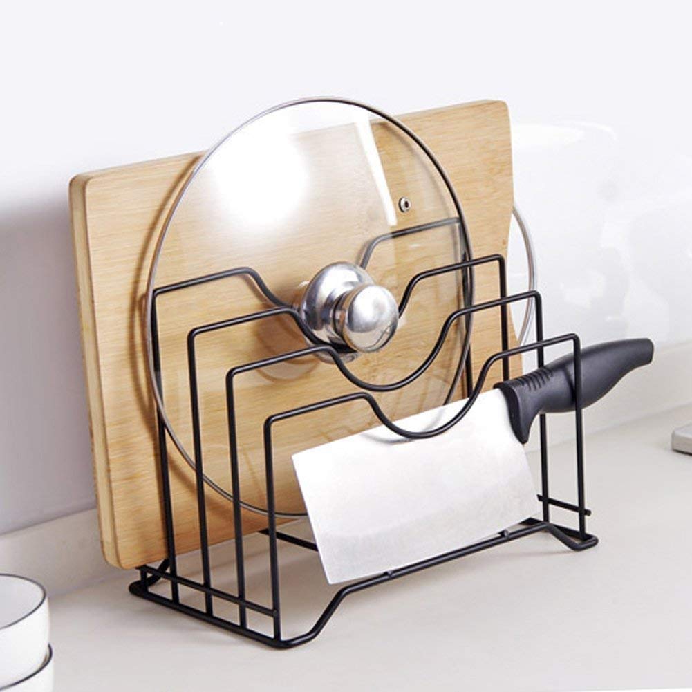 Multifunctional Kitchen Cabinet Organizer - Pan, Pot Lid, Plate & Dish Rack Holder with Chopping Board Storage | Space-Saving Cookware Organizer for Pantry & Countertop | Perfect for Small Kitchens & Clutter-Free Cooking