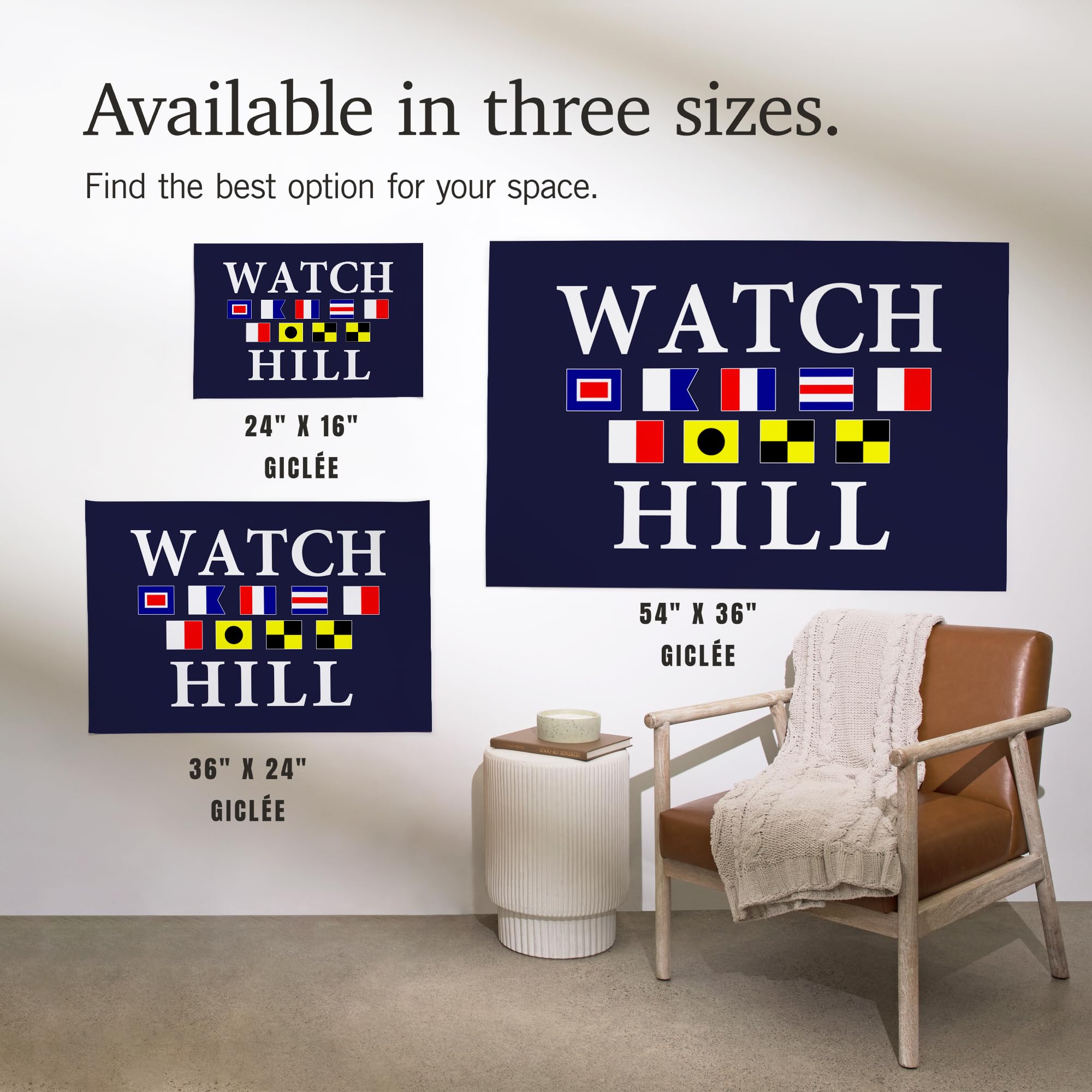 Lantern Press 16x24 Inch Giclee Print - Watch Hill Rhode Island Coastal Art with Nautical Flags - Perfect for Beach House Decor & Nautical Themed Rooms