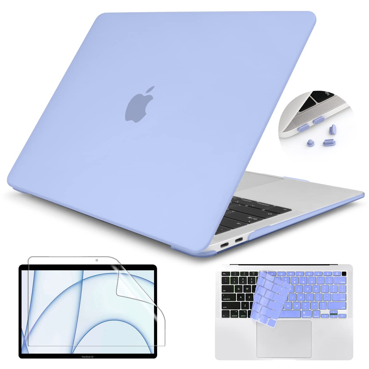Premium Frosted Hard Shell Keyboard Cover for MacBook Air 13 inch (2018-2022 Models) - Compatible with M1 A2337 A2179 A1932 | Protective Case with Touch ID Cutout | Airy Blue | Perfect for Work, Travel & School Use