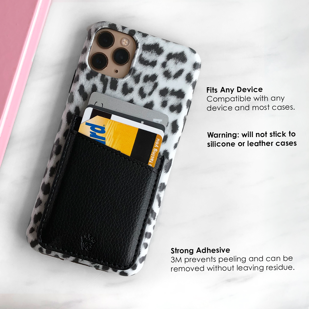 Premium Black Leather Phone Wallet - RFID Blocking Card Holder for iPhone & Samsung - Slim & Secure for Travel, Shopping & Daily Use