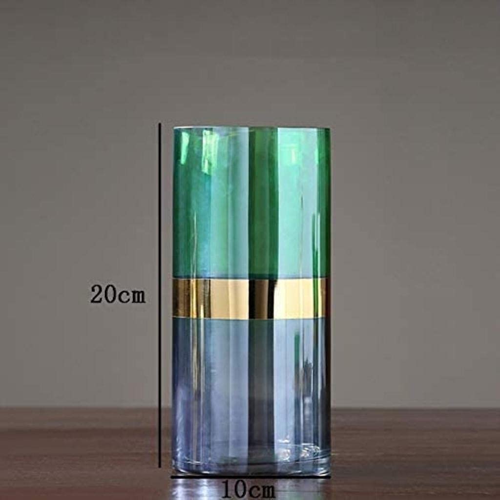 Elegant Green Glass Sculpture Vase - 10x20cm Handcrafted Decorative Vase for Wedding, Birthday & Holiday Gifts | Durable Purple & Green Home Decor Centerpiece for Living Room, Dining Table & Office