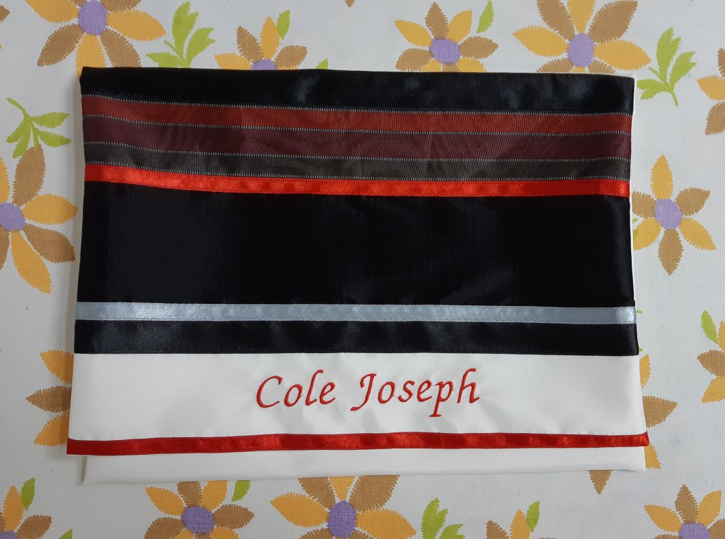 Personalized Name Embroidery Tallit Bag - Custom Jewish Prayer Shawl Storage Pouch for Synagogue, Bar Mitzvah & Jewish Ceremonies