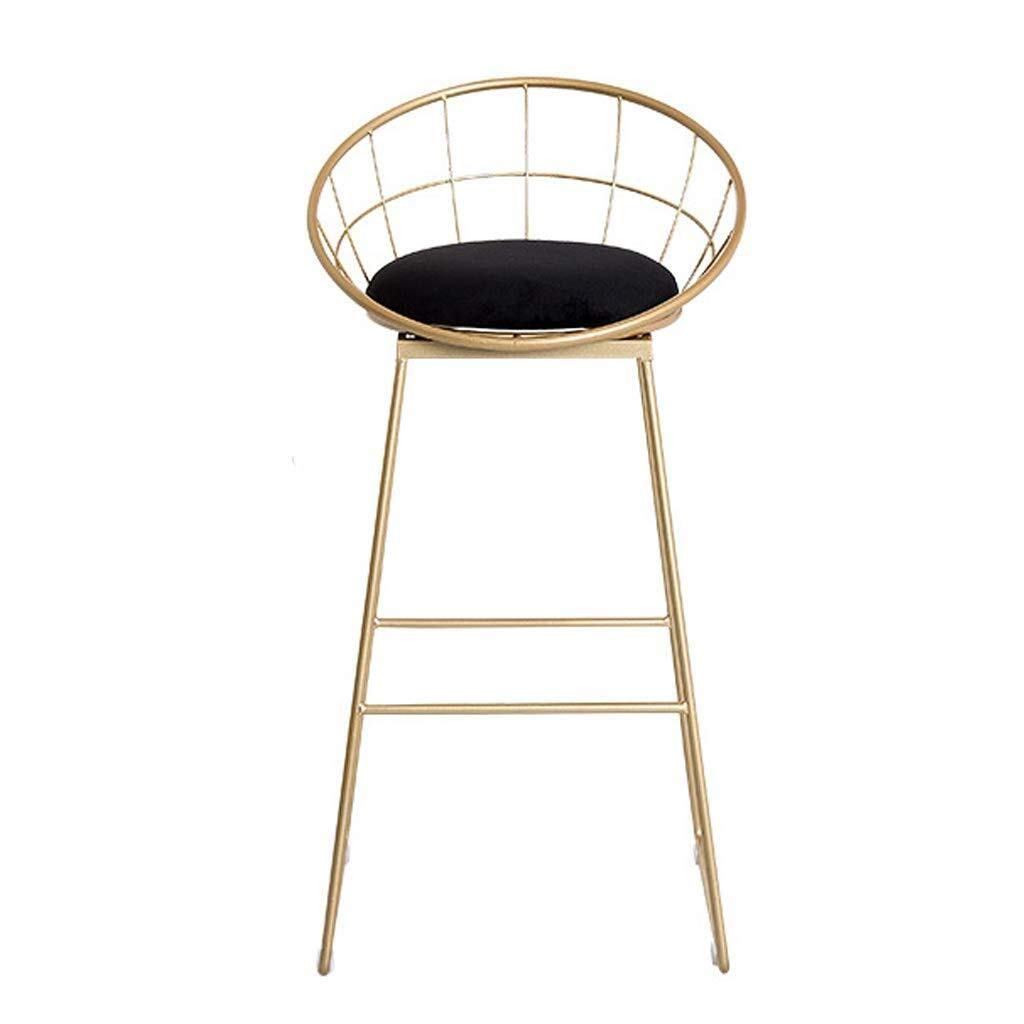 Nordic Style Bar Stool - Modern Wrought Iron Bar Chair with Golden Finish, Black High Stool for Kitchen Island, Dining Room & Lounge Decor - Adjustable Height Counter Stool for Home & Cafe Use