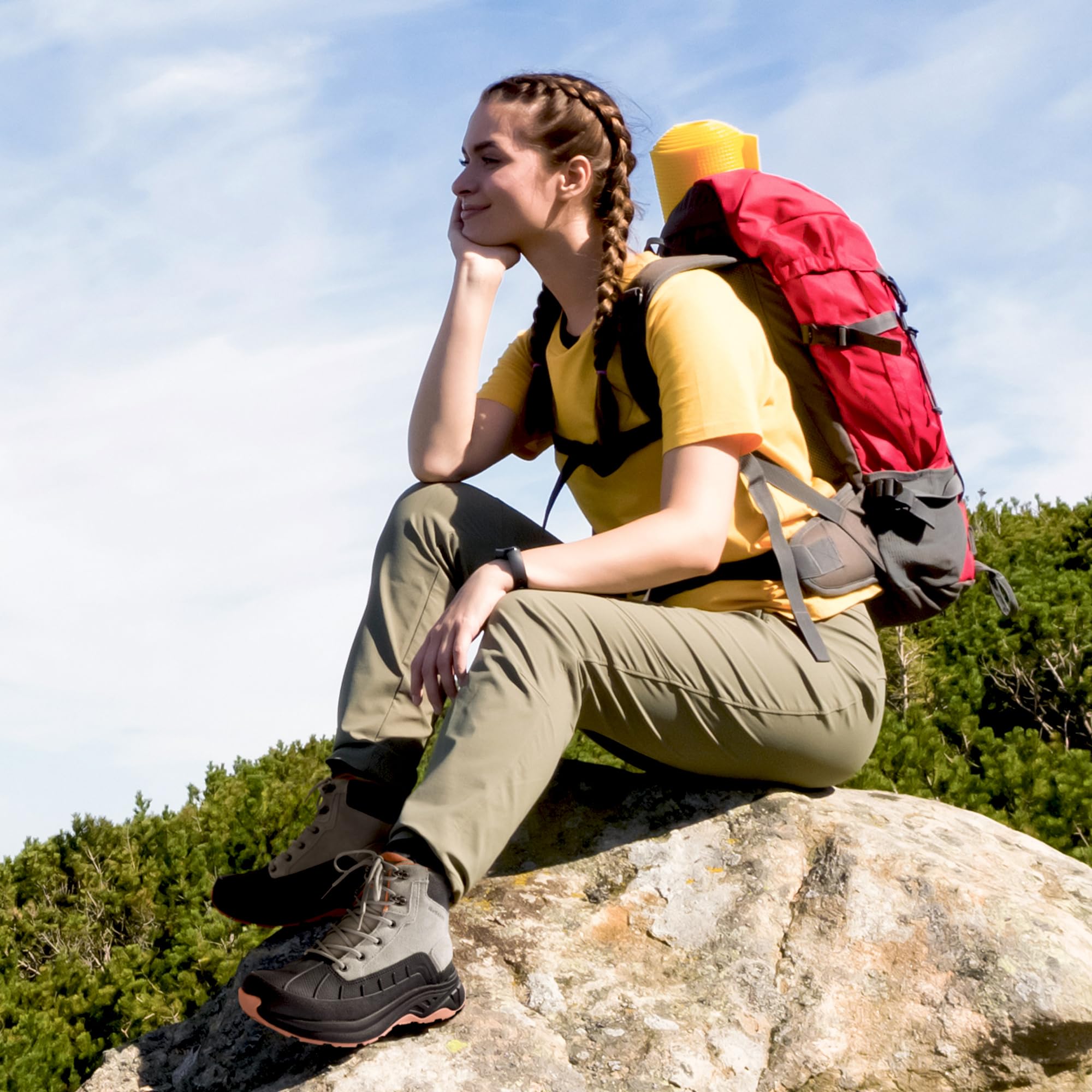 NORTIV 8 Women's Waterproof Hiking Boots - Lightweight Non-Slip Outdoor Trekking Shoes for Camping, Trail Walking & Mountain Climbing | All-Weather Comfort & Support
