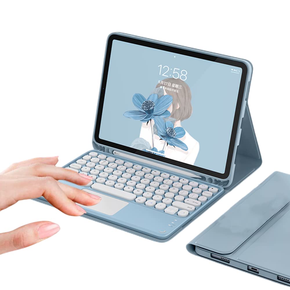 Magnetic Detachable Trackpad Keyboard Case for iPad 9th/8th/7th Generation & Air 3/Pro 10.5 - Round Keys with Touchpad & Apple Pencil Holder (Purple) | Perfect for Work, Study & Creative Projects