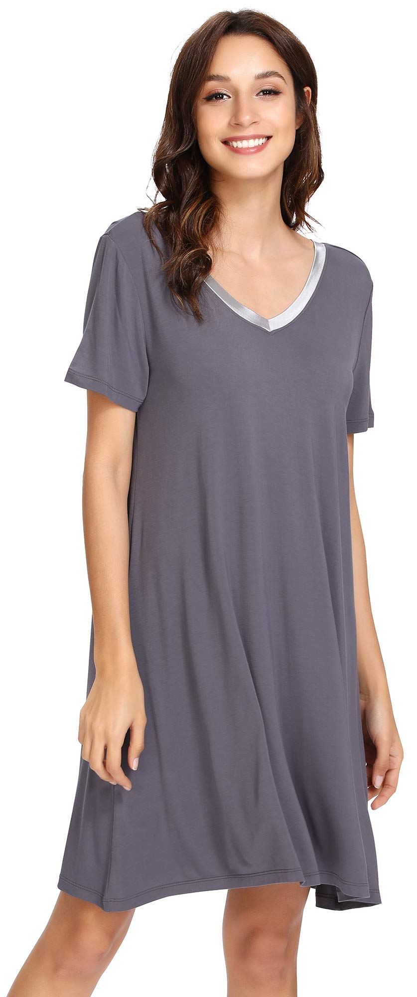 Soft Viscose Bamboo Nightgowns for Women - Comfortable Plus Size Sleep Shirts & Short Sleeve Pajamas (Sizes S-4X) - Perfect for Relaxing Sleep, Lounging at Home, and Summer Nights
