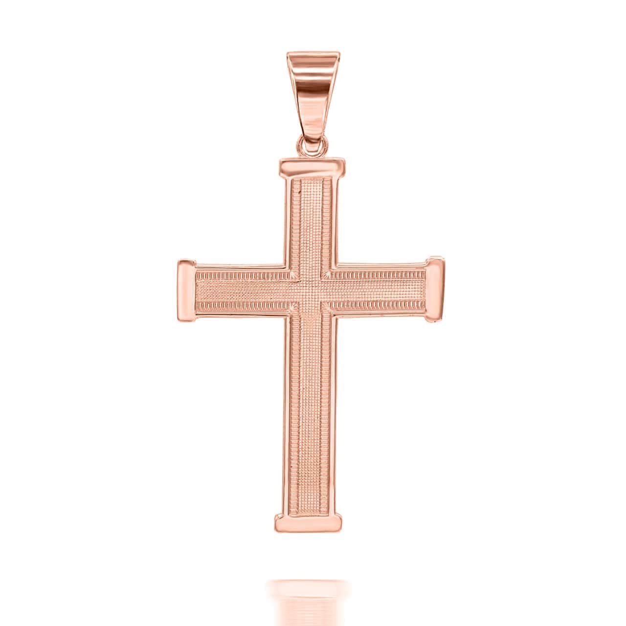 14K Solid Gold Religious Cross Pendant Necklace - Mini to Large Sizes - Perfect for Baptism, First Communion, Confirmation & Everyday Faith Jewelry