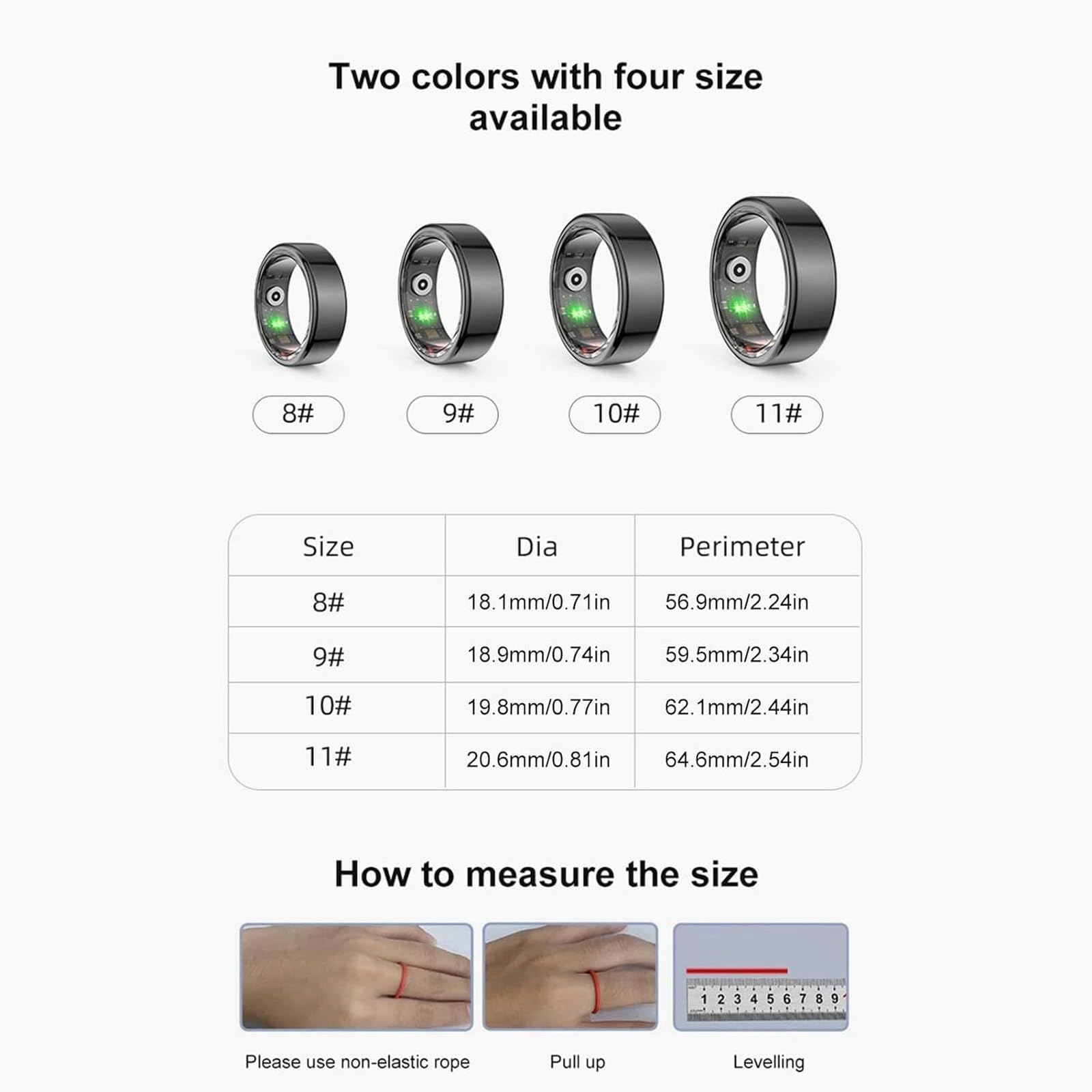 Smart Fitness Tracker Ring - Waterproof Activity Monitor with Heart Rate & Sleep Tracking | Sports, Workout & Daily Health Wearable (Black, Size 10) for Gym, Running & Sleep Monitoring