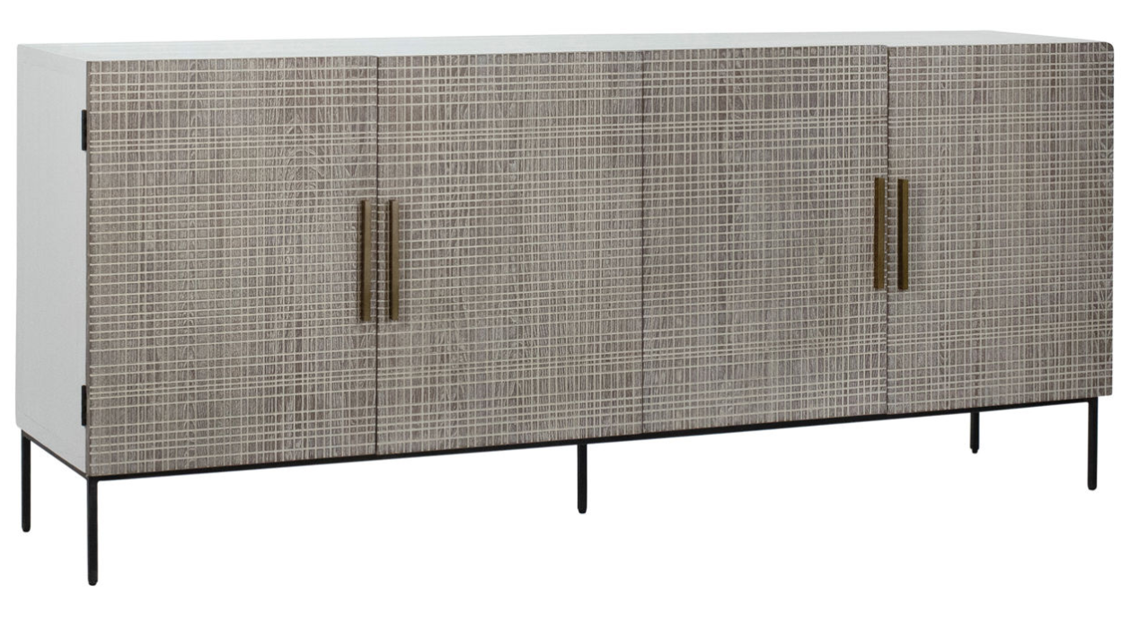 Mikayla Modern Sideboard Buffet Cabinet with 2 Doors & 4 Drawers - Solid Wood Storage Console for Dining Room, Living Room & Entryway - Perfect for Home Organization & Stylish Decor