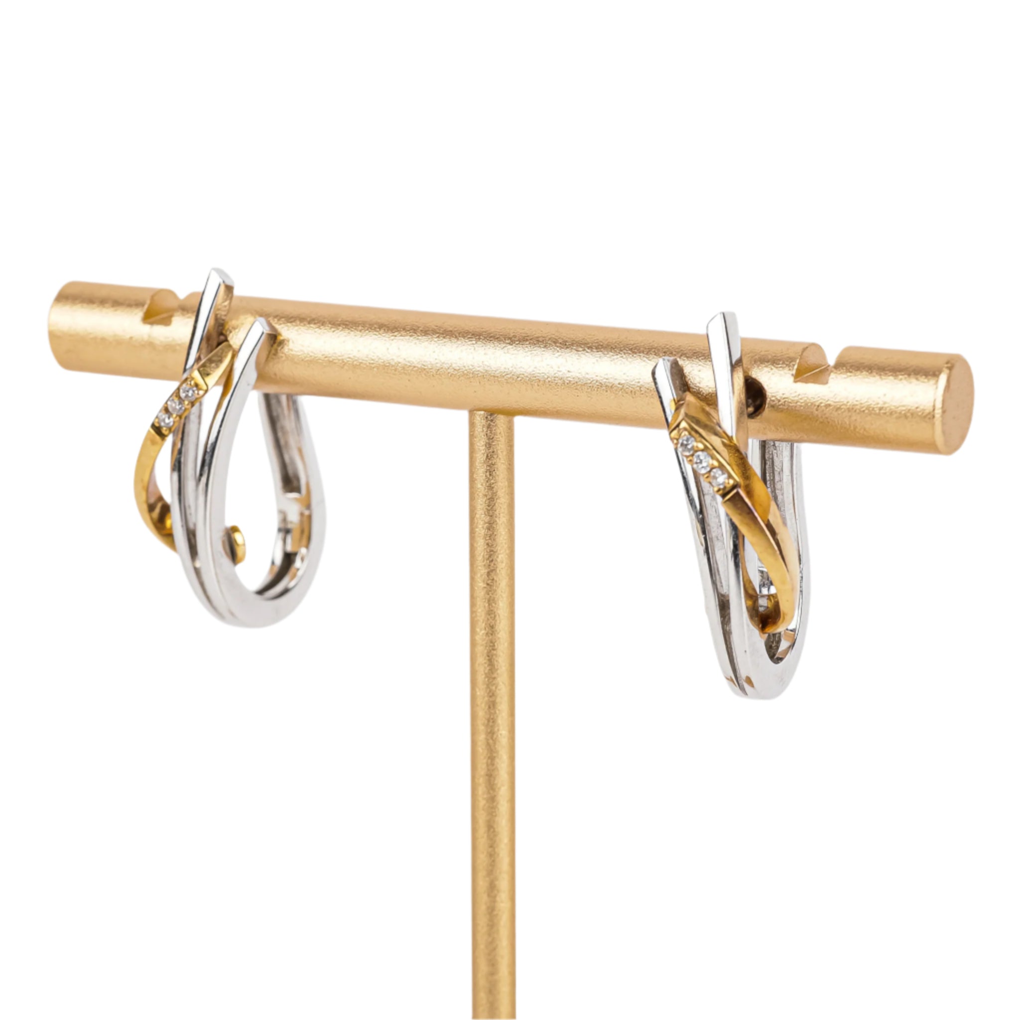 14K White & Rose Gold Diamond Huggie Hoop Earrings for Women - Perfect for Weddings, Parties & Everyday Elegance