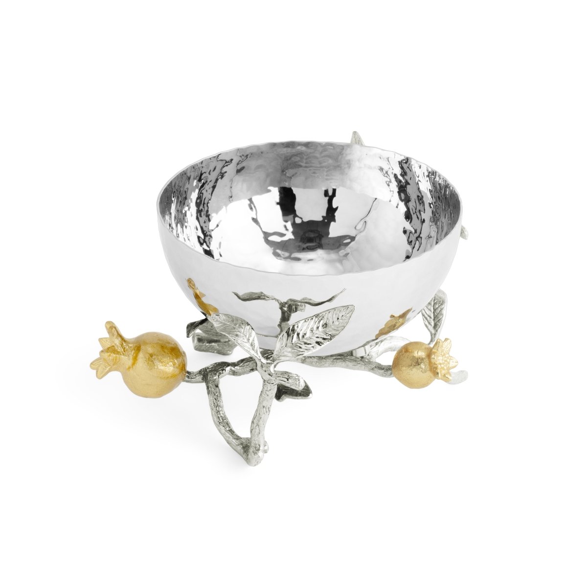 Elegant Pomegranate Silver & Gold Nut Bowl - Premium Decorative Serving Dish for Parties, Holidays & Home Decor