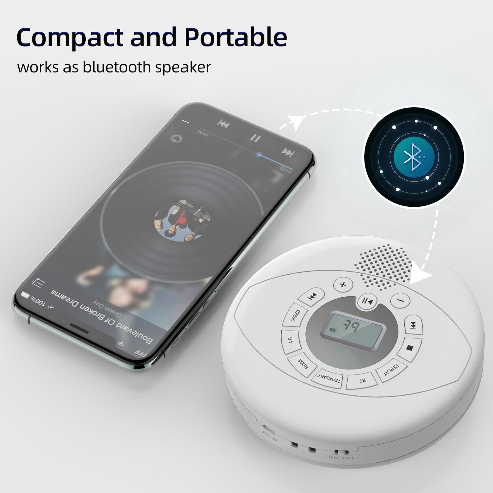 Portable CD Player with High-Fidelity Sound | USB/AUX Input | Built-in Speakers | Perfect for Home, Office, Gym & Travel Entertainment