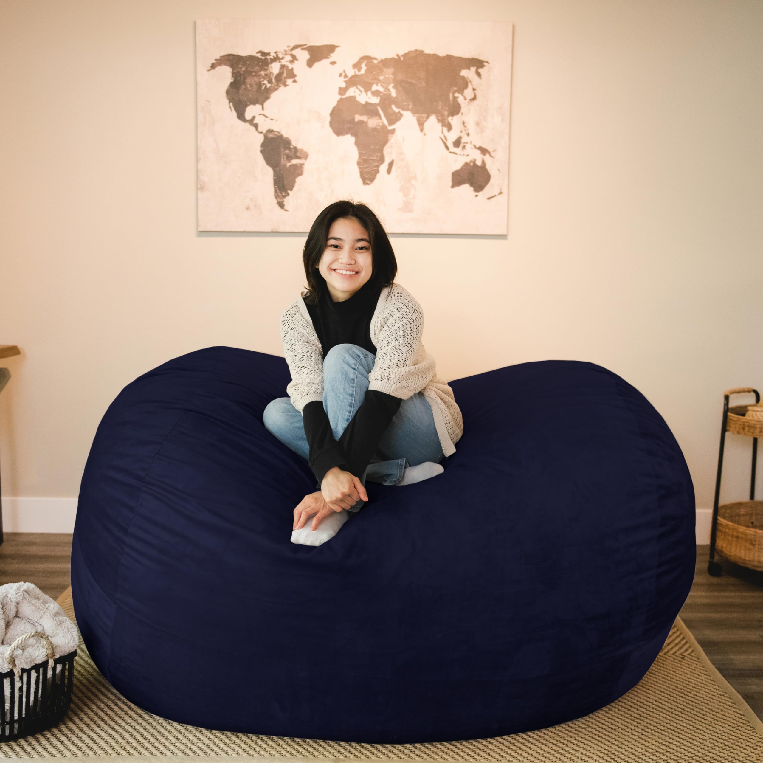 Big Joe Fuf XL Bean Bag Chair Cover Only - Machine Washable, Midnight Plush, Soft Polyester Fabric - Perfect for Living Room, Game Room, or Dorm Decor