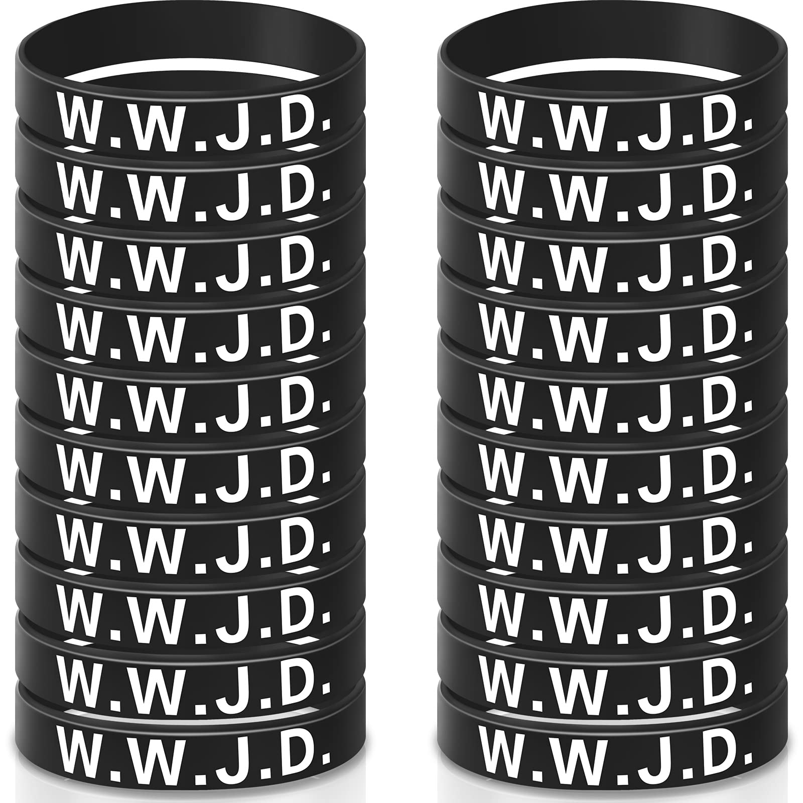 Jadive 20 Pcs WWJD Rubber Bracelets - What Would Jesus Do Silicone Wristbands for Women & Men - Inspirational Christian Motivational Bracelets - Religious Party Favors & Gifts - Perfect for Church Events, Youth Groups & Faith-Based Gatherings