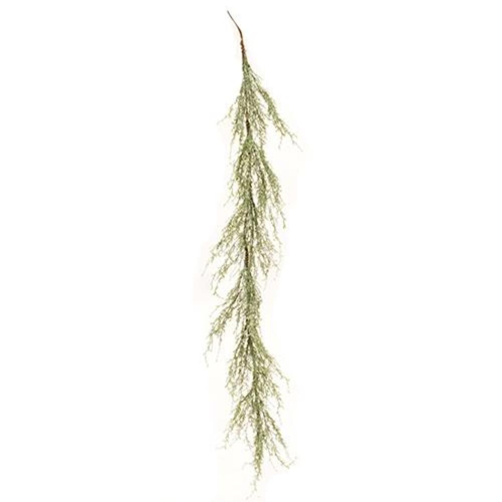 5ft Ice Glazed Cedar Garland - Realistic Artificial Pine Christmas Wreath for Holiday Decor, Fireplace Mantel, Front Door & Winter Wedding Decorations