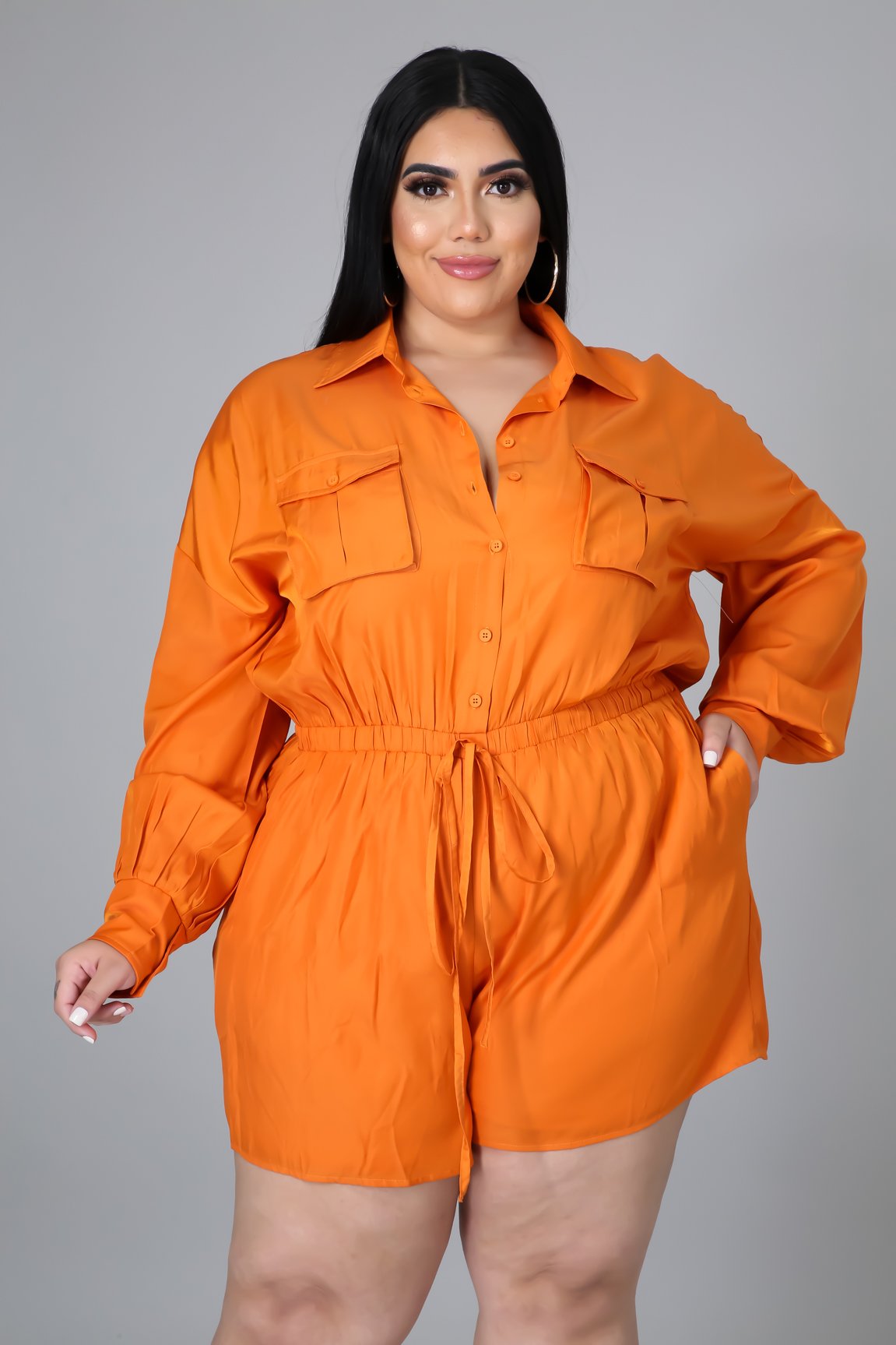 Natalya Plus Size Jumpsuit for Women - Orange Curve - Stylish & Comfortable One Piece Outfit for Casual Wear, Party & Date Night