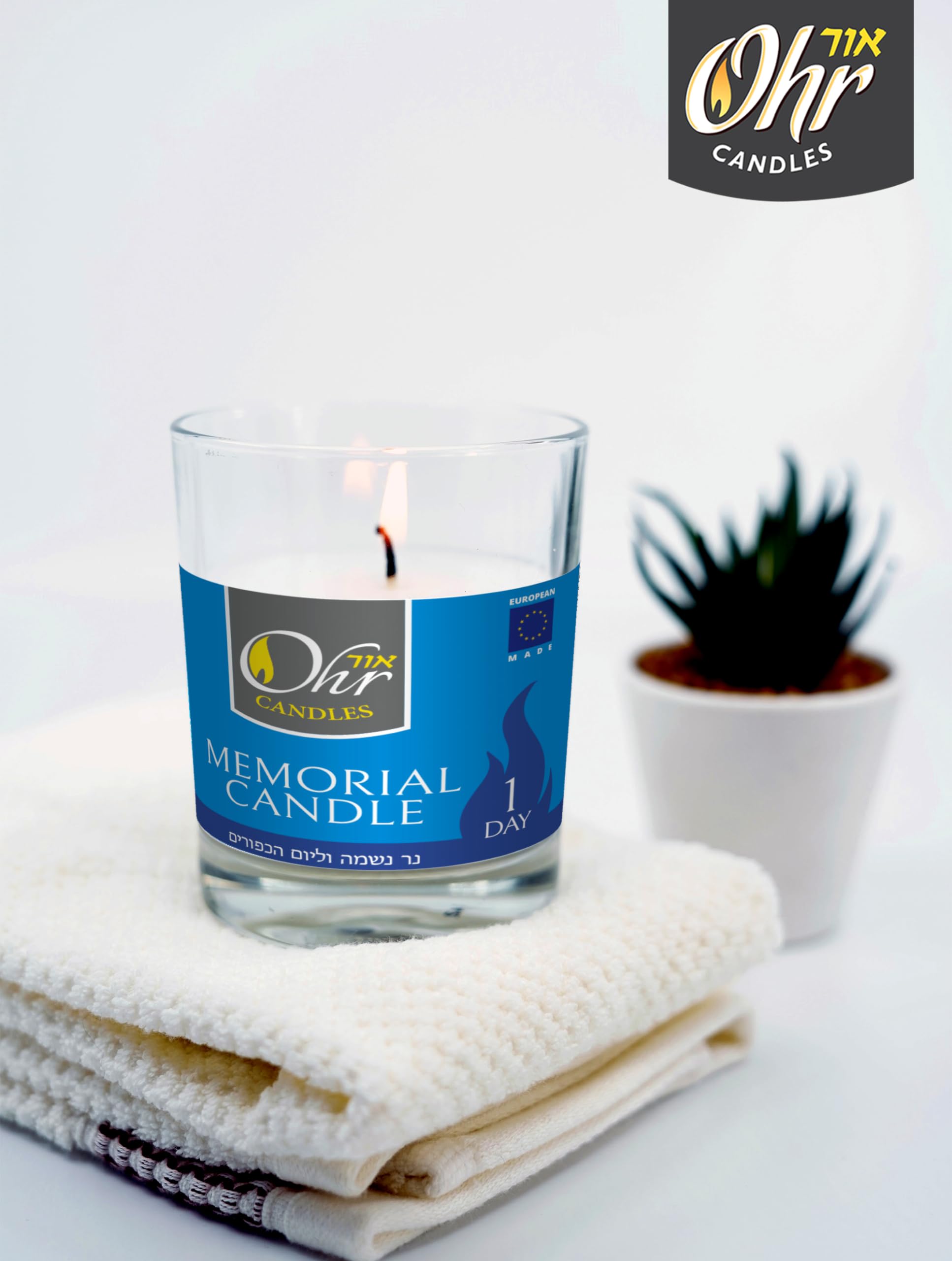 Yahrzeit Memorial Candles - 24 Pack of 24-Hour Jewish Memorial Candles in Glass Tumblers for Yom Kippur, Remembrance & Religious Ceremonies - Long-Lasting 1-Day Ohr Candles for Home Synagogue Use
