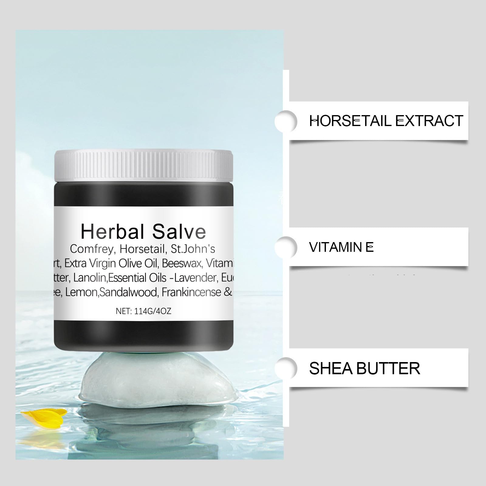 Organic Herbal Salve 4oz - All-Natural Comfrey Healing Balm for Skin Repair, Moisturizing & Pain Relief | Perfect for Dry Skin, Minor Cuts, Burns & Muscle Soreness