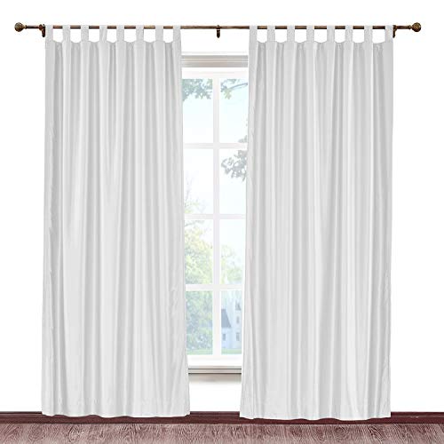 Cololeaf Blackout Vintage Faux Dupioni Silk Curtains - Anti-Bacterial Luxury Room Darkening Tab Top Window Panels (100W x 108L Inch, 1 Panel, Egg White) for Living Room & Bedroom - Perfect for Home Theater, Nursery & Light-Sensitive Sleepers