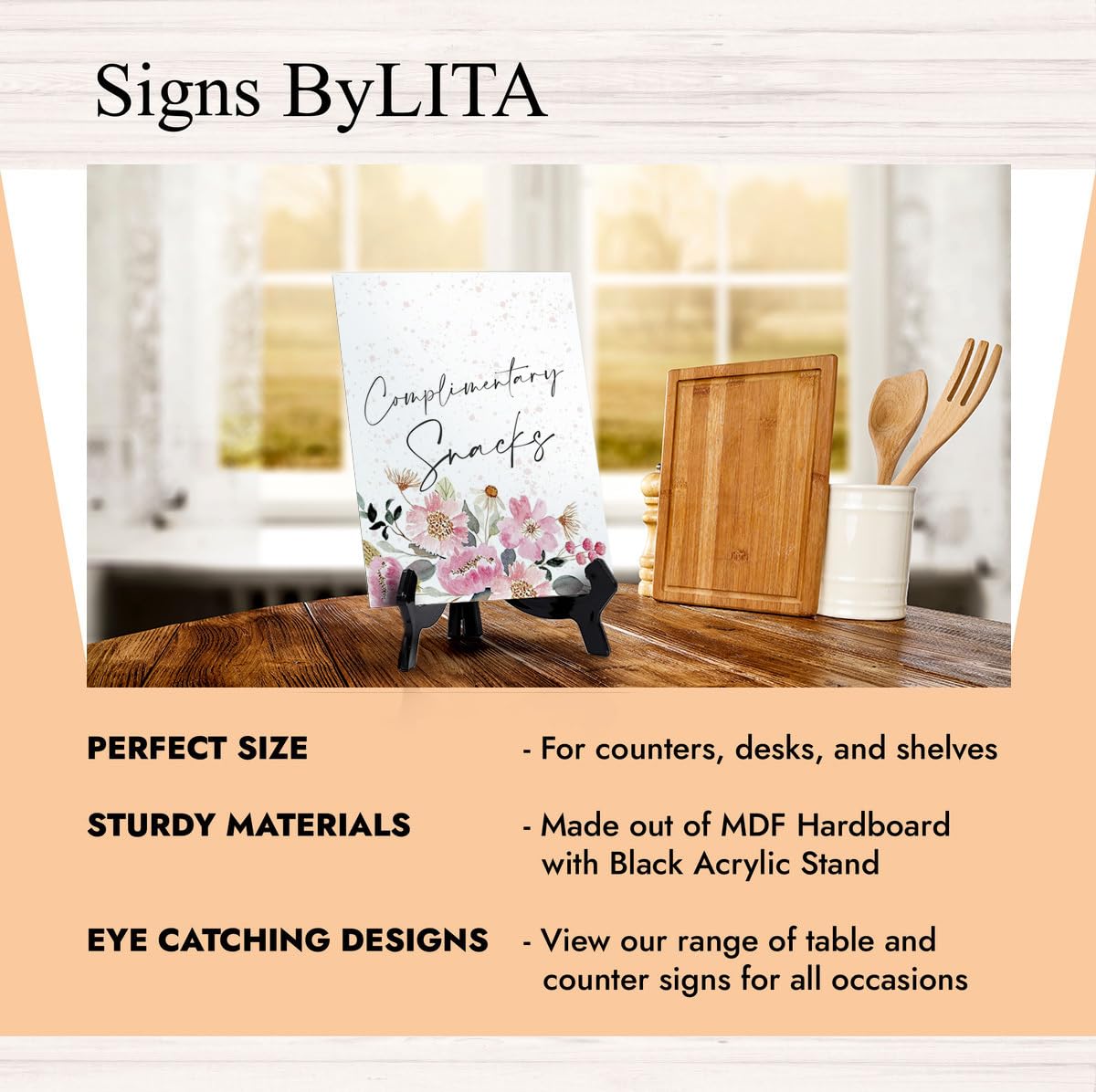 Elegant Floral Watercolor Table Sign with Easel - 6