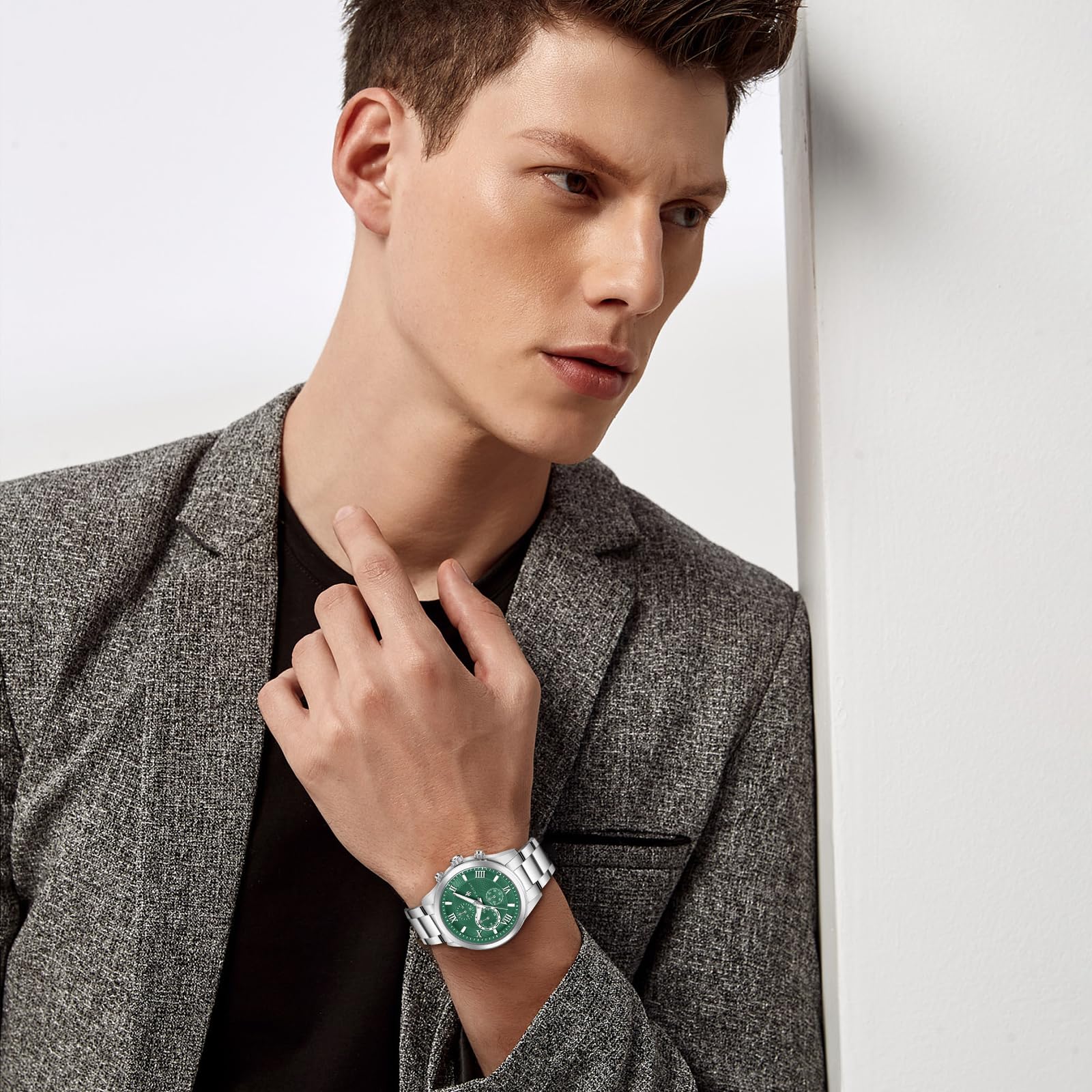Men's Analog Quartz Chronograph Watch - 30M Waterproof Stainless Steel Dress Watch for Business & Casual Wear | Elegant Fashion Wristwatch Gift for Him | Perfect for Office, Dating & Special Occasions