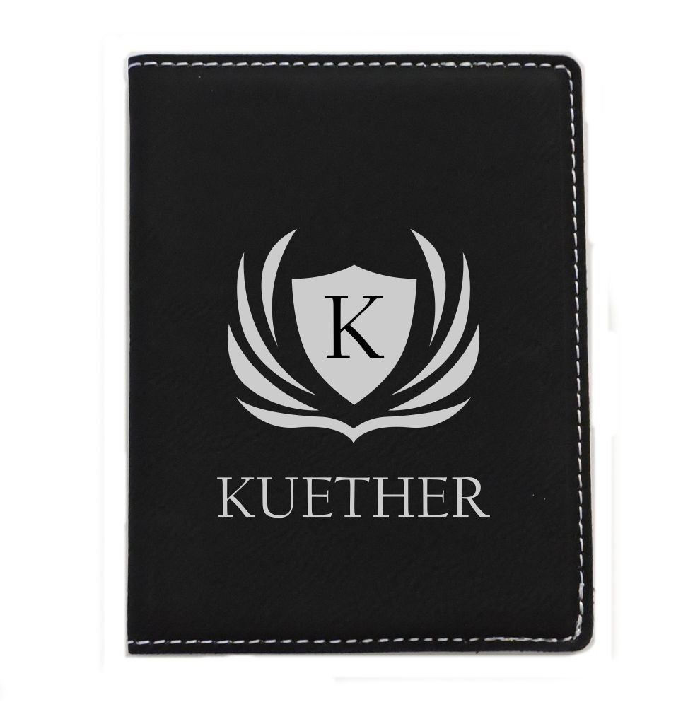 Custom Passport Cover Holder Wallet - Black with Silver Text - Perfect for Travel, Business Trips & Gifts
