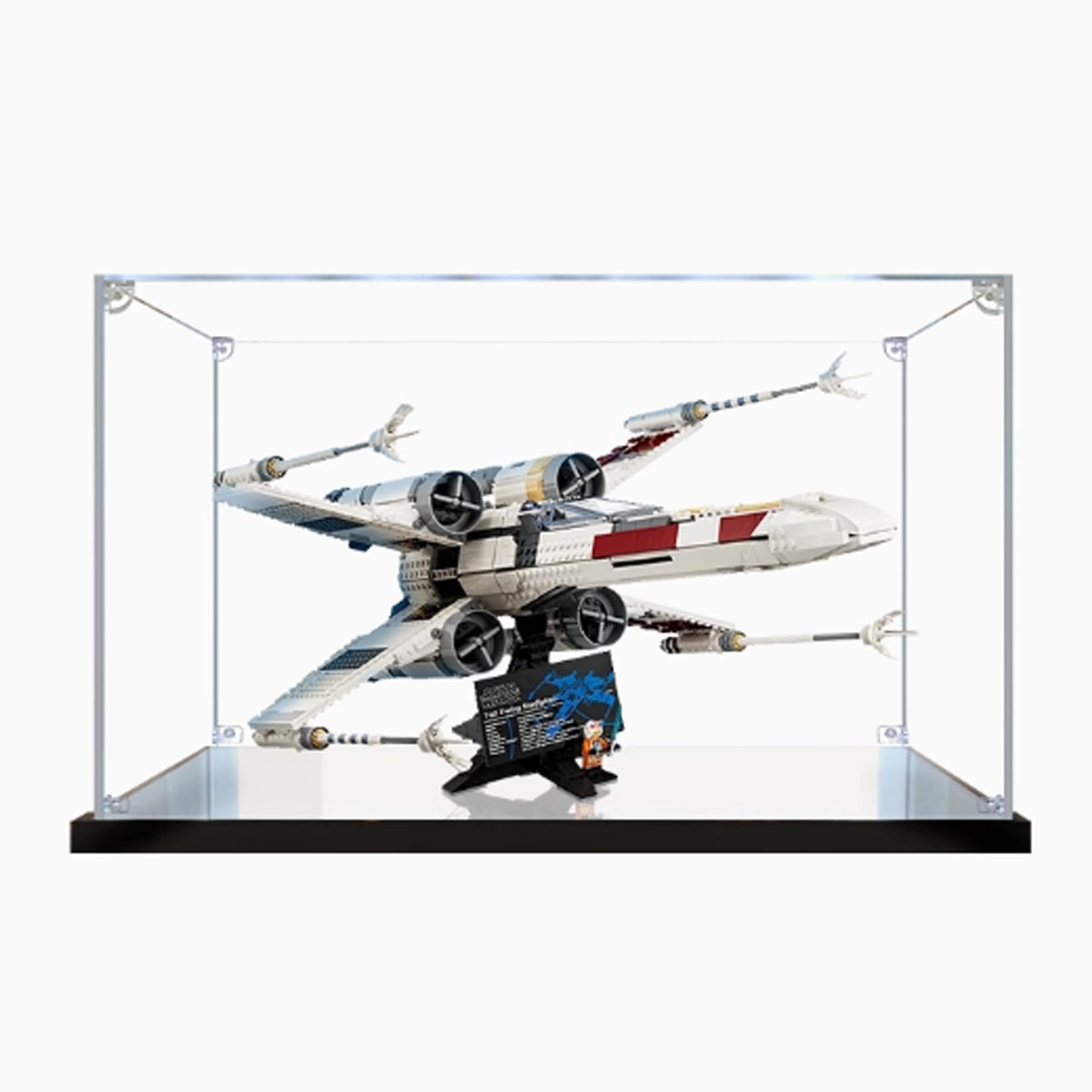 Acrylic Display Case for Lego 75355 Starfighter - Dustproof Transparent Showcase Compatible with Lego 75355 Set (Model Not Included) - 3mm Mirror Base - Perfect for Home Decoration, Collectible Protection & Gift Giving