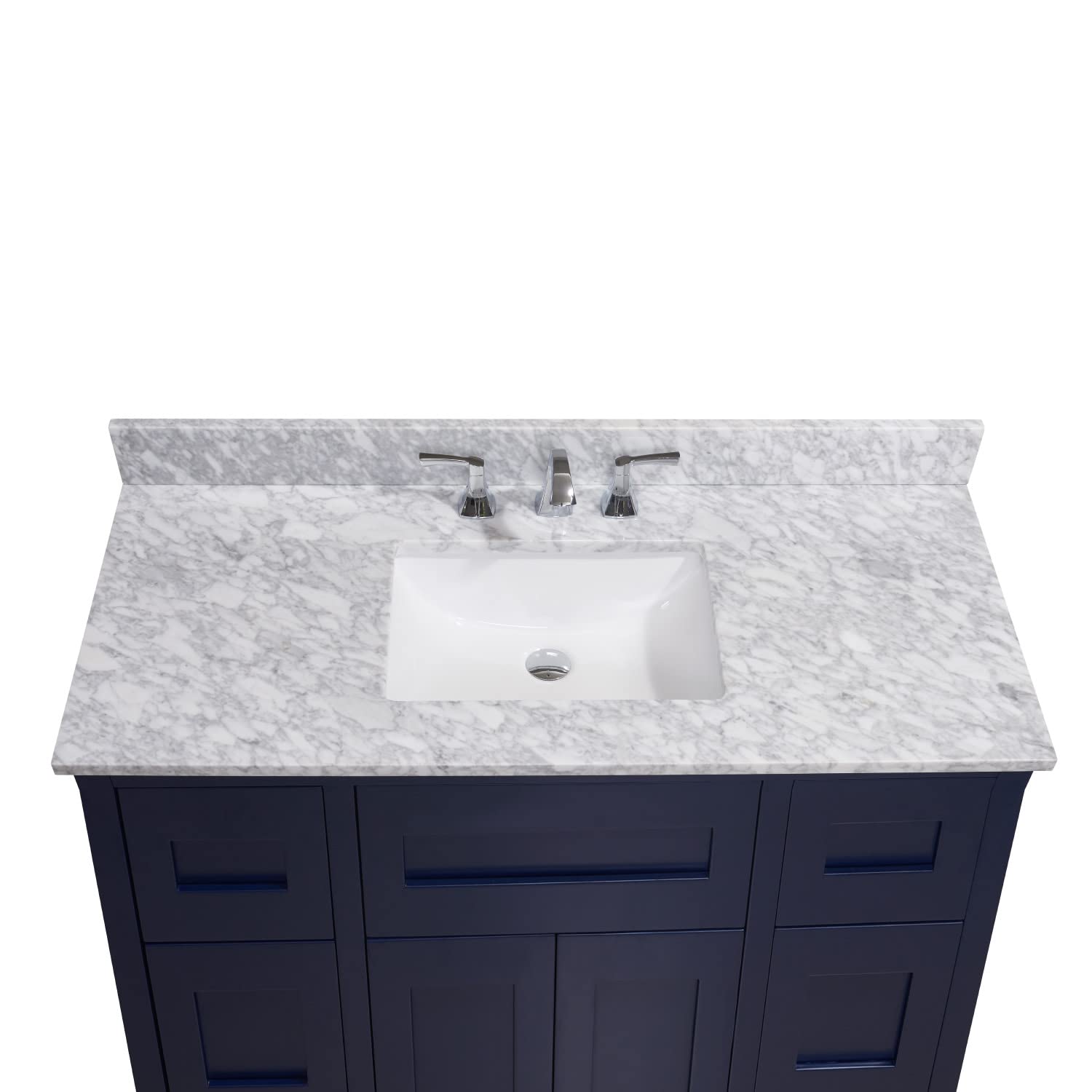 49-inch Carrara White Natural Marble Bathroom Vanity Top with Integrated White Basin - Perfect for Modern Master Bath & Powder Room Renovations