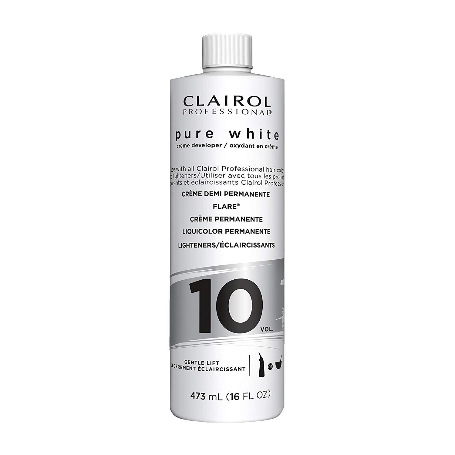Clairol Pure White Developer 10 Volume 16 oz - Professional Hair Lightening & Toning for Salon-Quality Results at Home