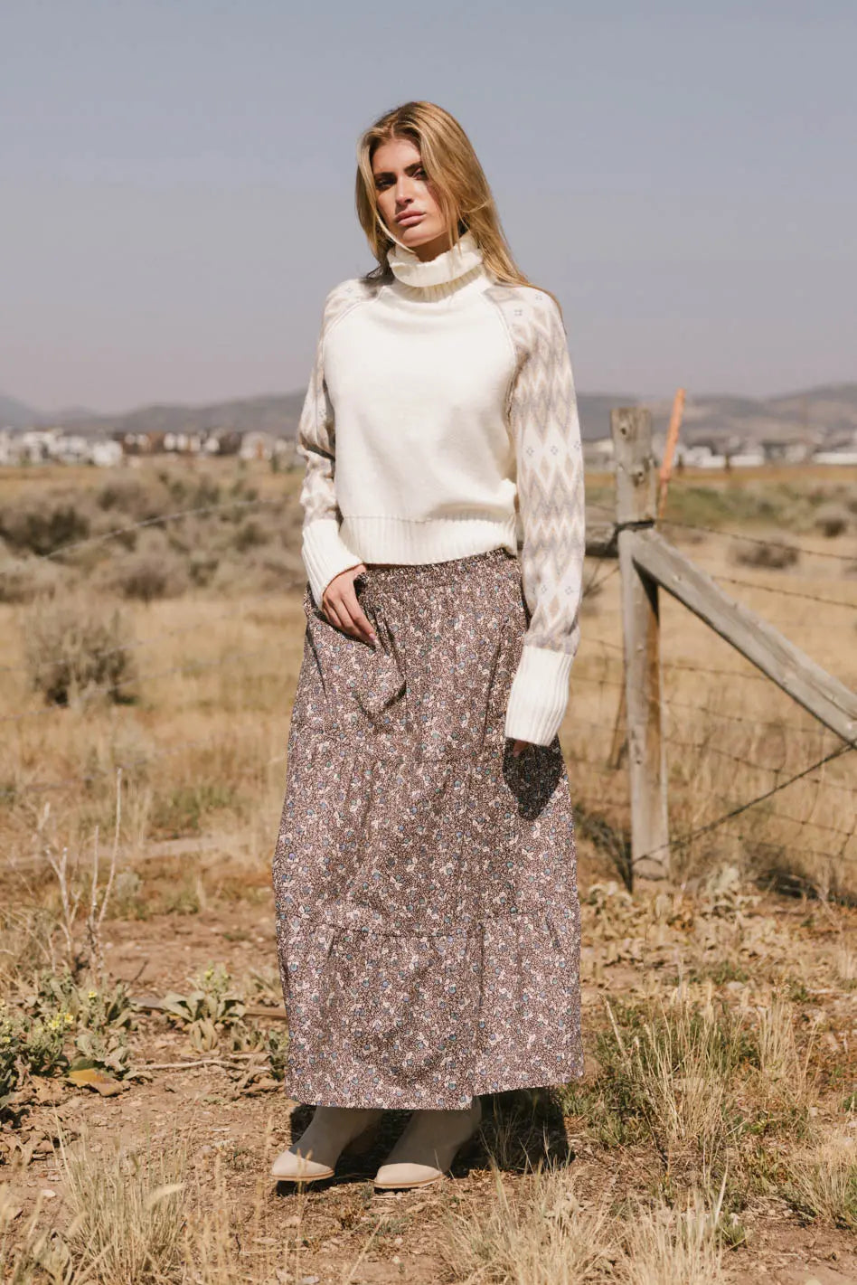 Mara Tiered Midi Skirt for Women - Flowy Boho Summer Skirt with Elastic Waist | Perfect for Beach, Vacation, and Casual Outfits