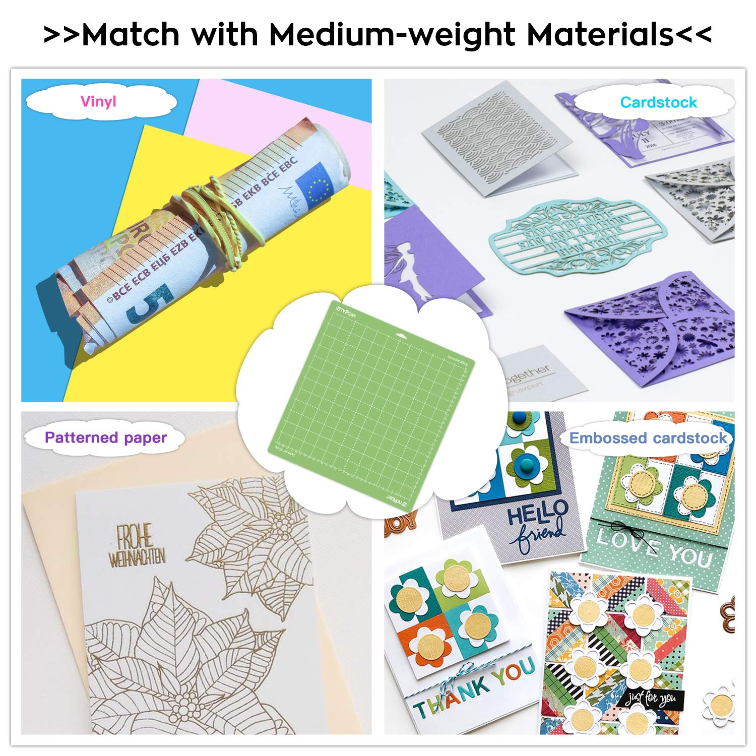 HTVRONT Standard Grip Cutting Mat 12x12 - 3 Pack for Cricut Maker 3, Maker, Explore 3, Air 2, One - Self-Healing Quilting Mats with Adhesive Surface - Perfect for Vinyl Cutting, Paper Crafts, Scrapbooking & DIY Projects