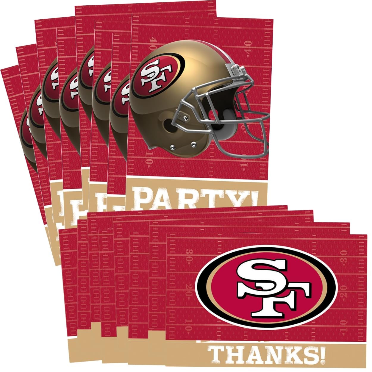 San Francisco 49ers Invitations & Thank You Cards Set (16-Pack) - 3.88