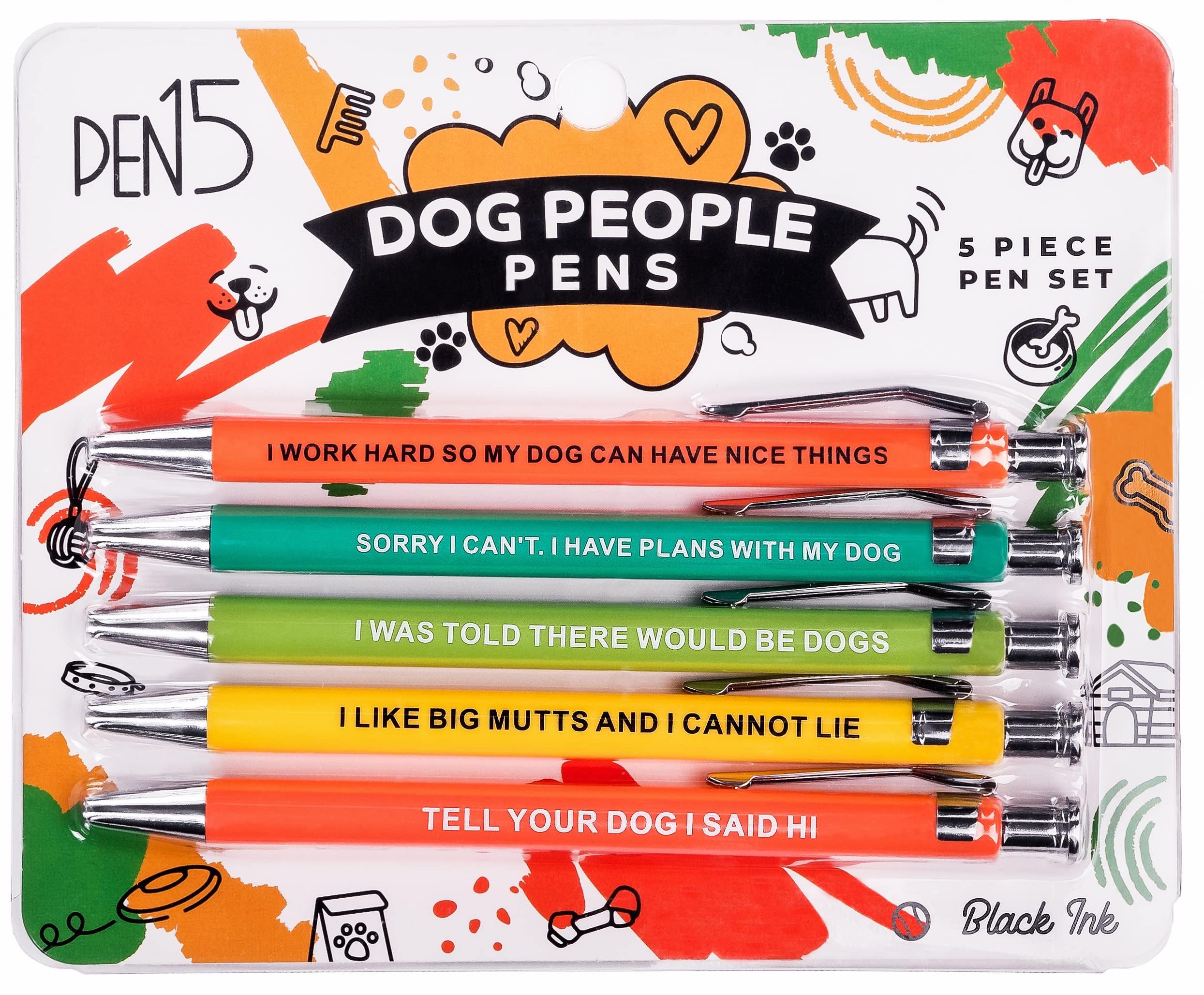 Funny Dog Pens for Dog Lovers - Black Ballpoint Pen Set for Dog Parents, Vet Techs, Pet Owners & Coworkers | Perfect Gag Gift for Office, Birthday & Pet Lover Appreciation