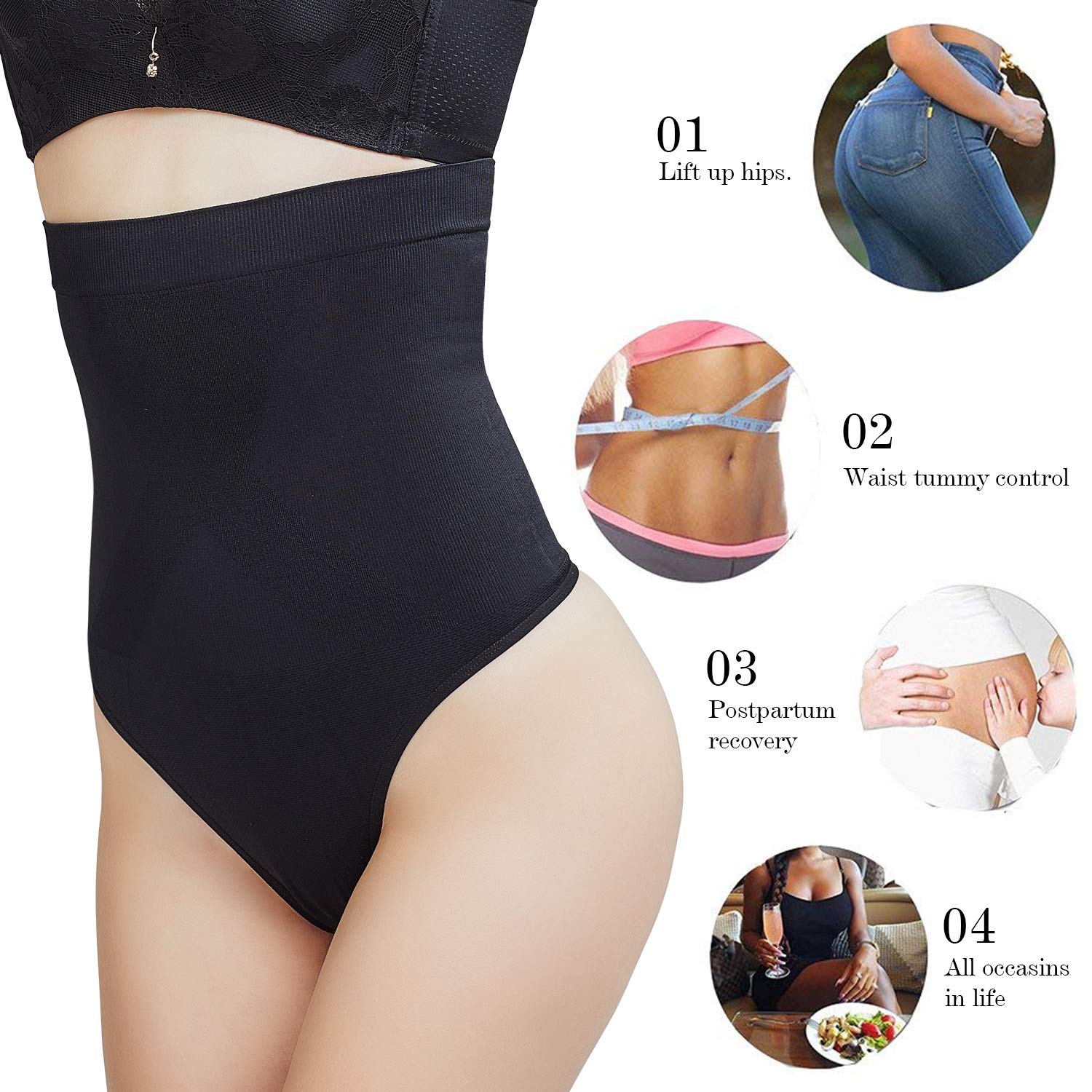 DREAM SLIM Women's High-Waist Seamless Shapewear - Firm Control Tummy Thong Underwear for Smoothing & Slimming | Perfect for Everyday Wear, Special Occasions & Postpartum Recovery