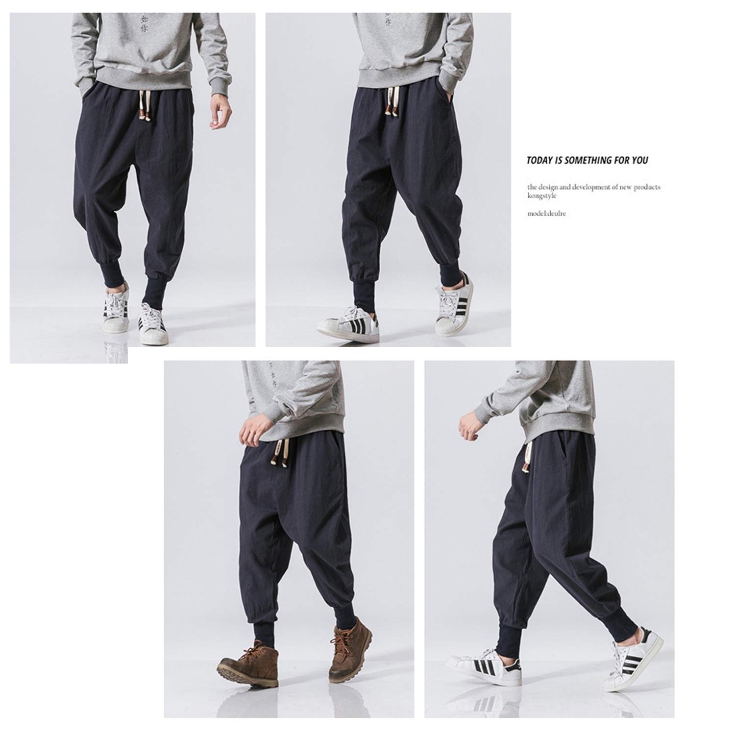 **PRIJOUHE Men's Slim Fit Jogger Sweatpants - Low Crotch Harem Hip Hop Pants for Casual Wear, Gym & Street Style**