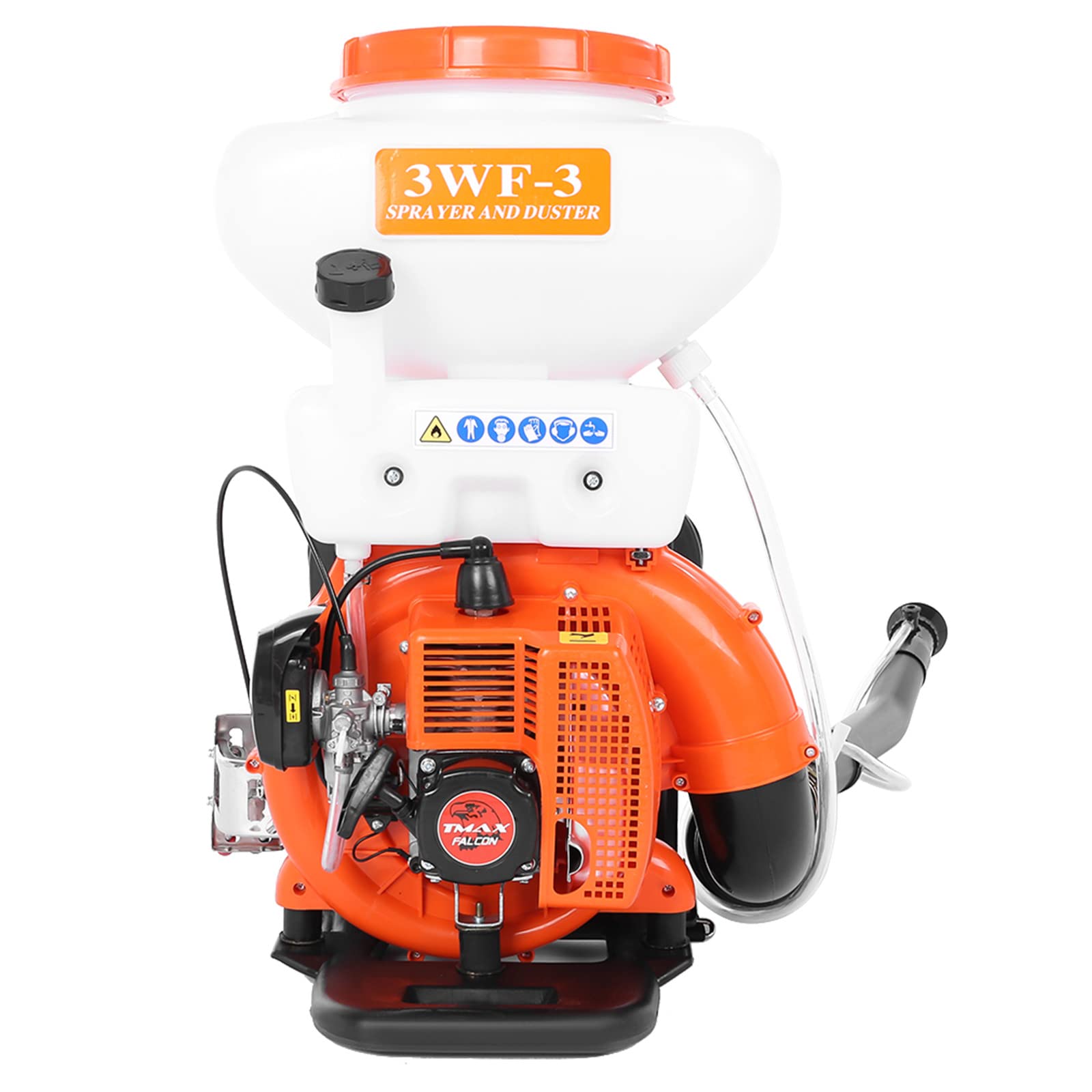 **65CC 3HP 2-Stroke Gas Powered 3-in-1 Backpack Sprayer & Leaf Blower - 3.5 Gallon ULV Fogger Mist Duster for Lawn, Garden & Yard Maintenance (Orange)**    **Usage Scenarios:** Perfect for lawn care, garden pest control, leaf blowing, and agricultural spraying.